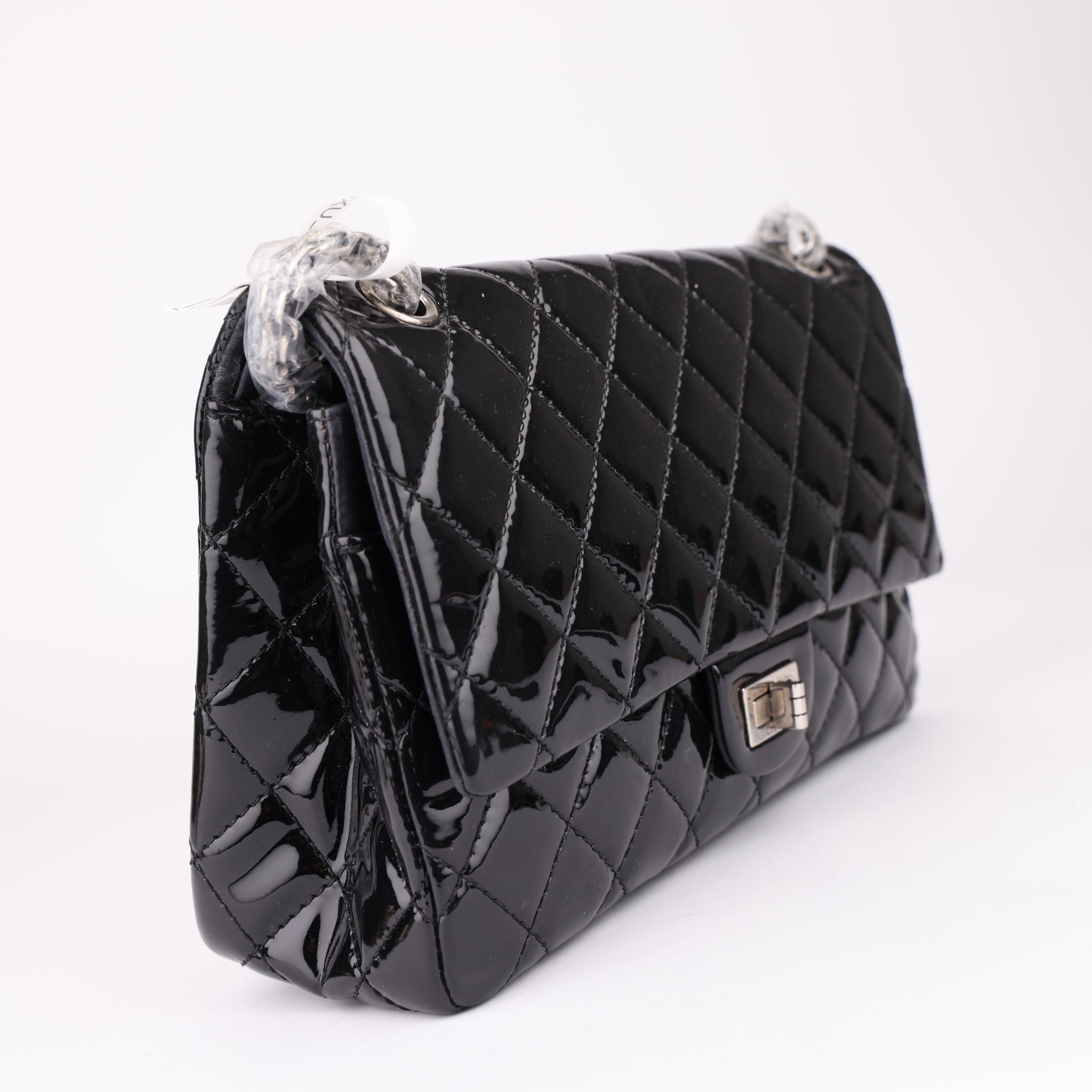 J1631 Chanel bag 2.55 maxi Black Patent leather- Pre Owned