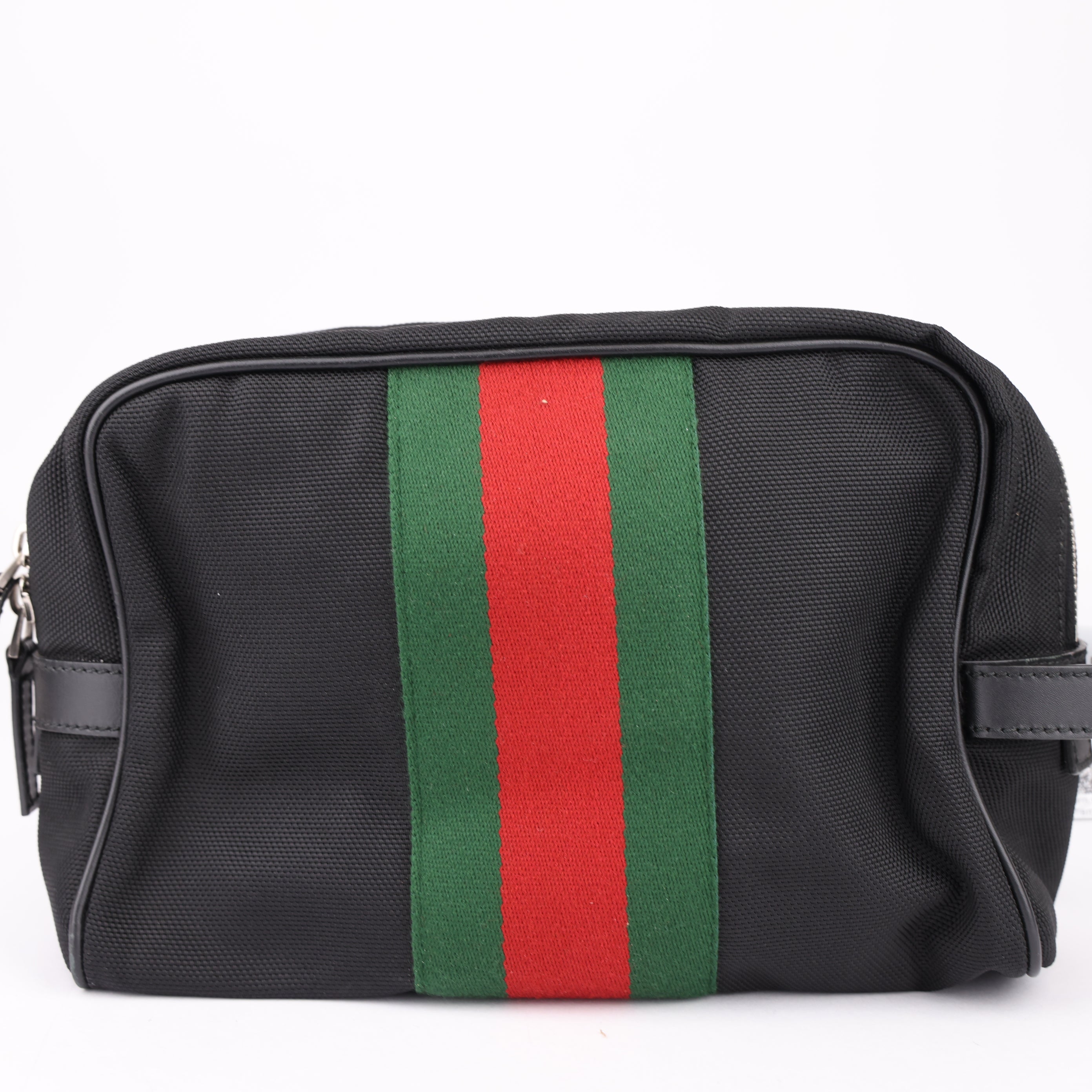 J1574 Gucci Ophidia Toiletry Bag Mini Web Stripe Black- Pre Owned