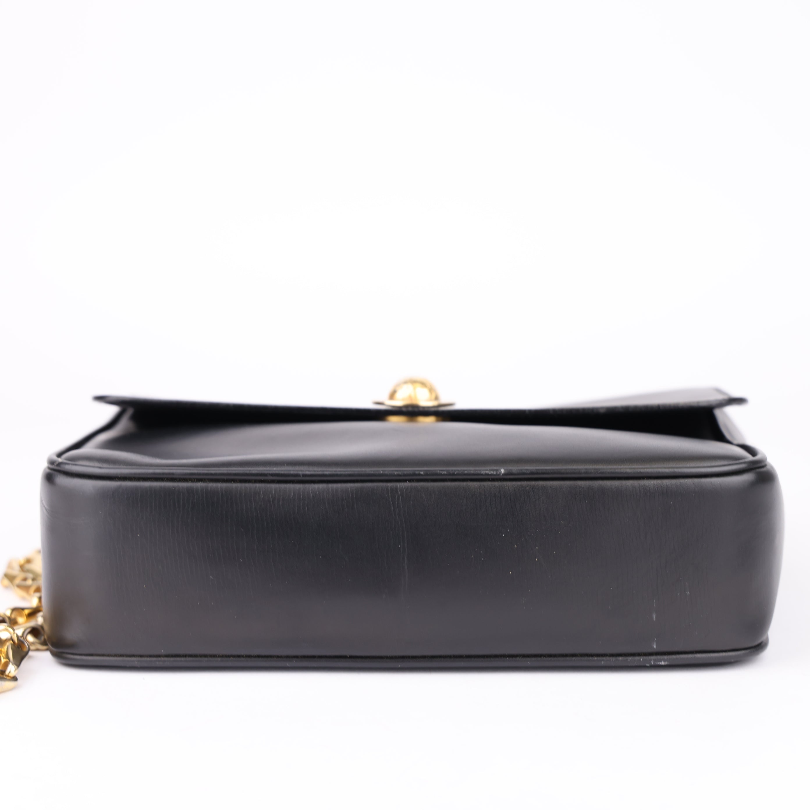 J1570 CELINE Handbag Star Ball Gold Hardware Leather Black- Pre Owned