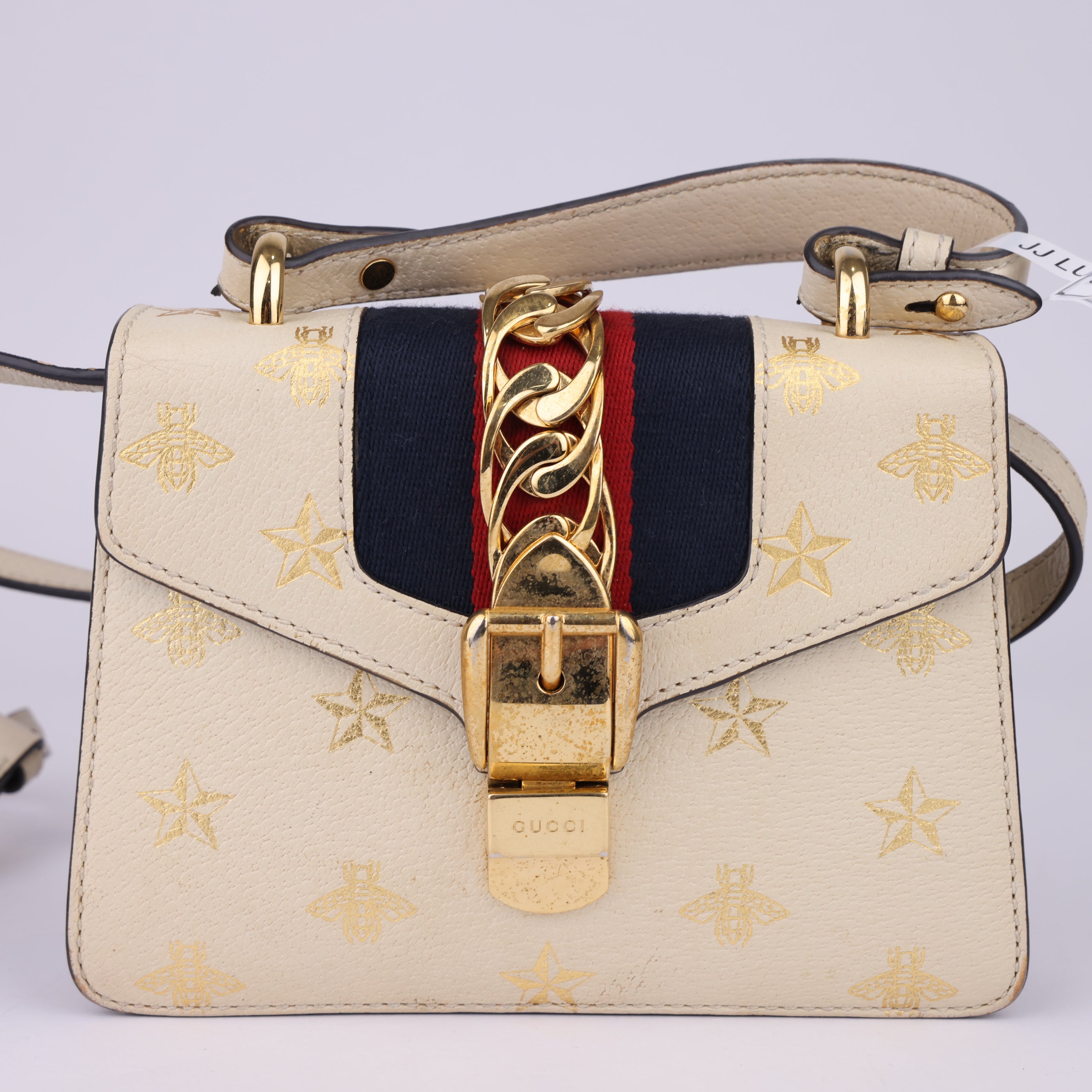 J1566 Gucci Mini Sylvie Calfskin Bee Star Bag - Pre Owned