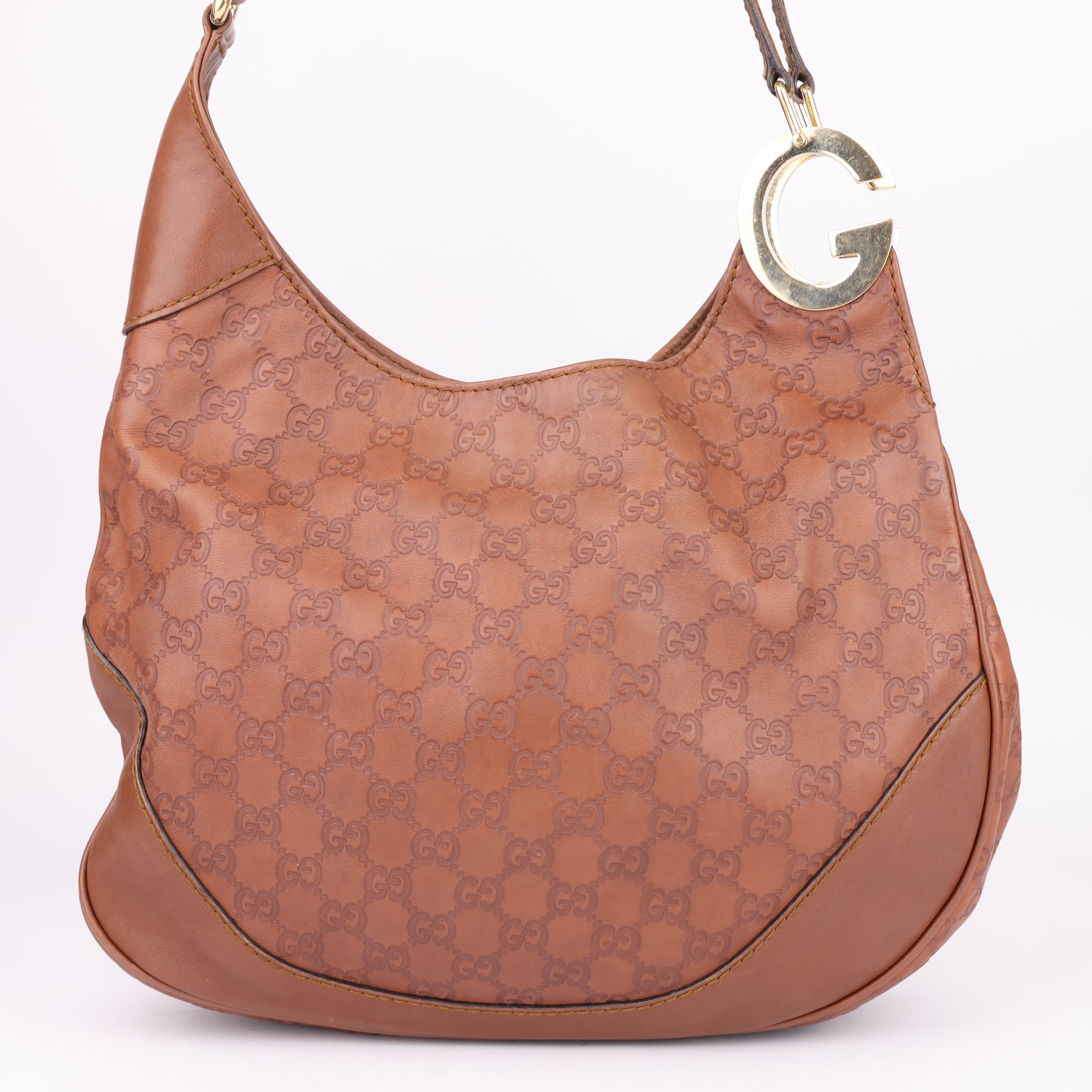 J1537 Gucci Brown Guccissima Leather Charlotte Hobo Bag- Pre Owned