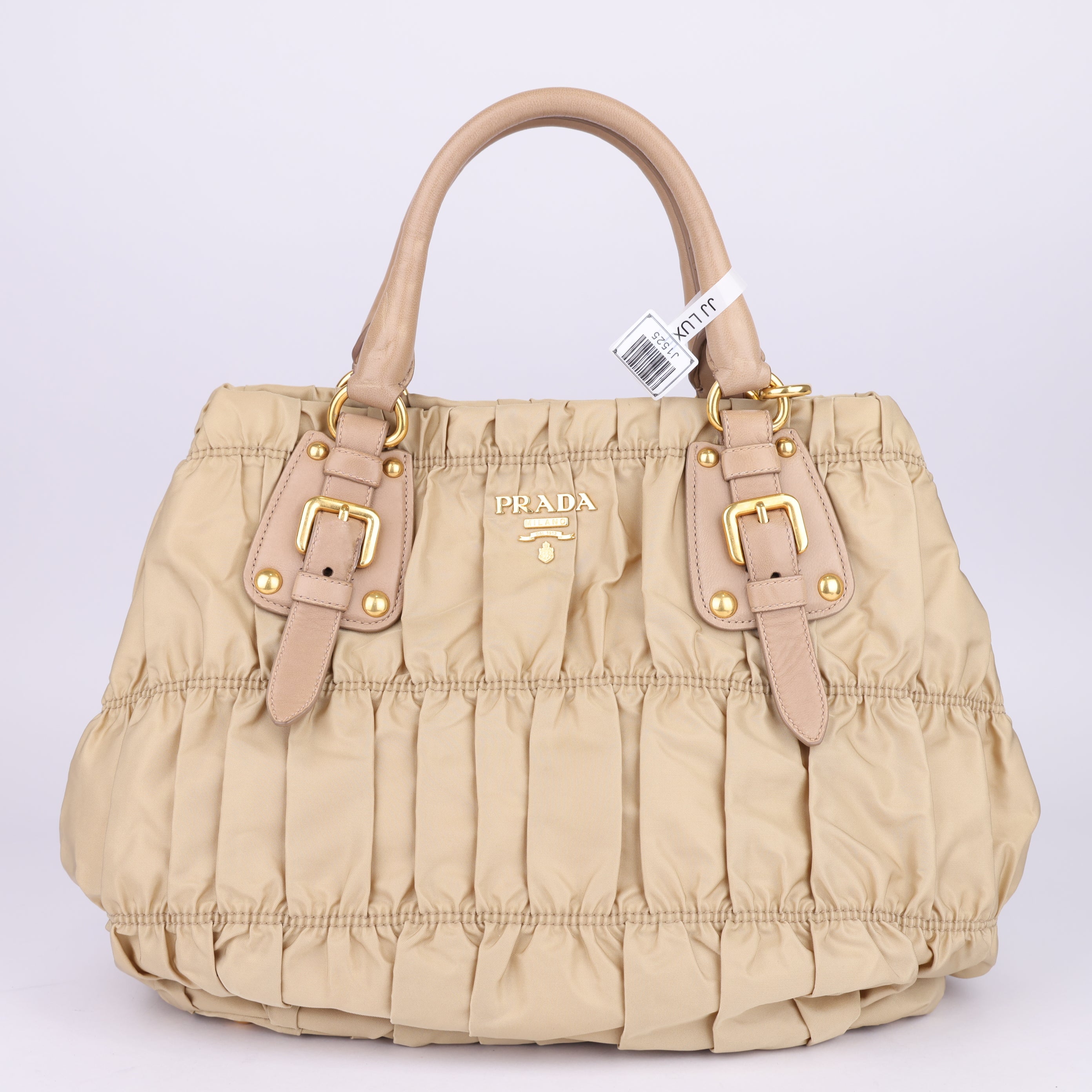 J1525 Prada Nylon Tessuto Beige Gaufre 2Way Shoulder Bag- Pre Owned