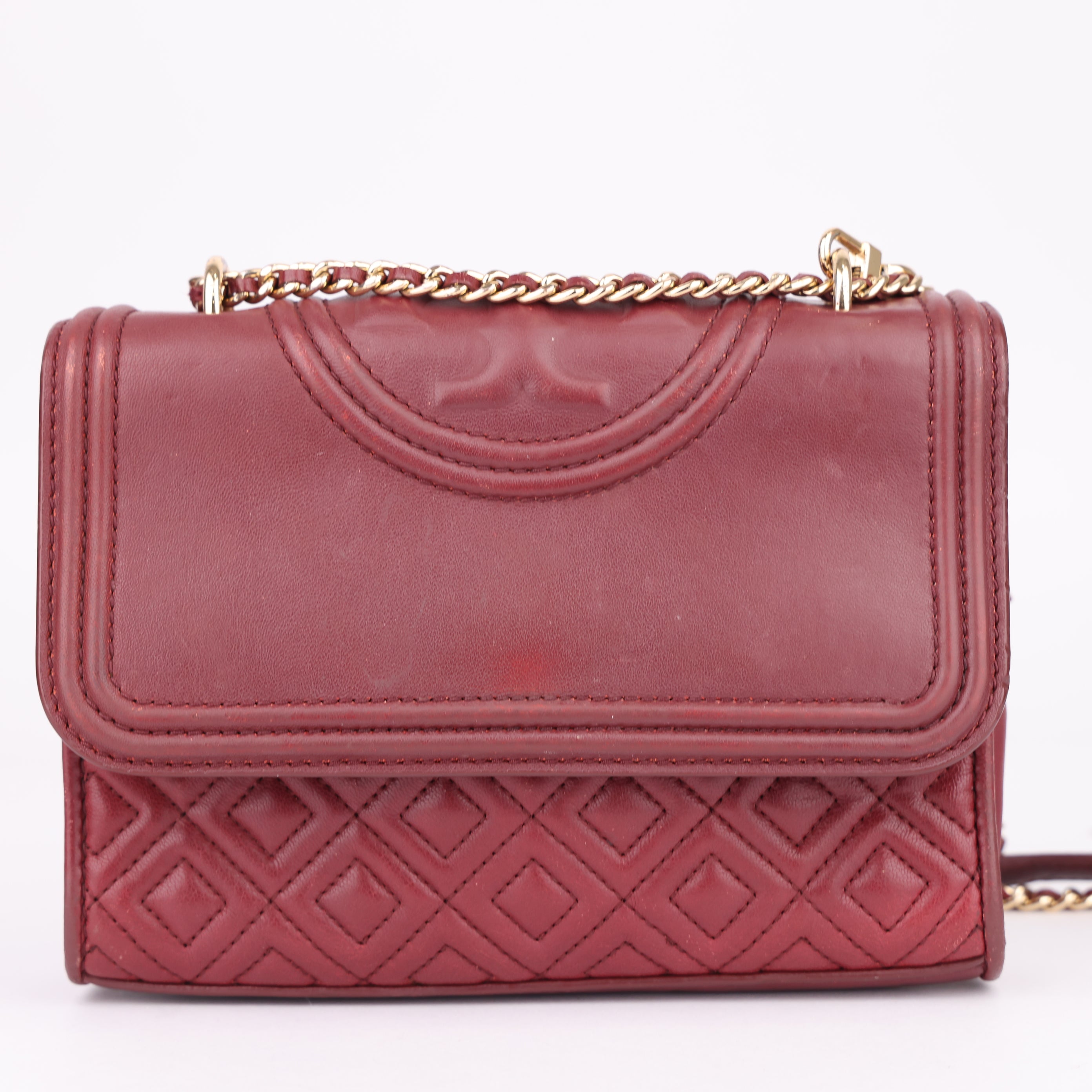 J1514 Tory Burch Authentic Fleming Small Convertible Bag- Pre Owned