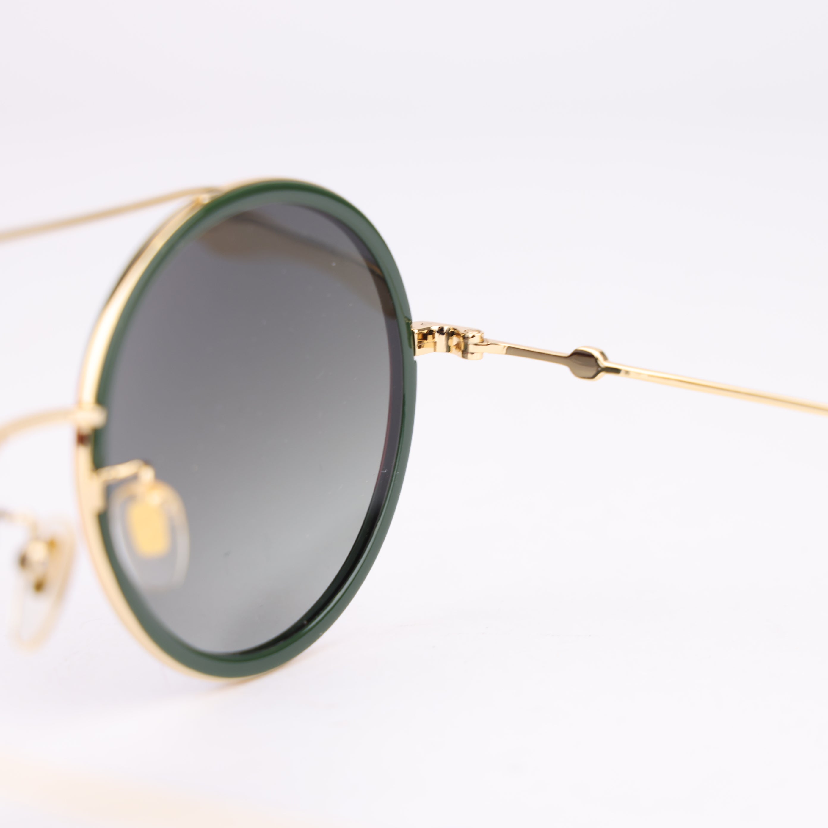 J1519 Gucci Brown Stripe Oval Pilot Sunglasses- Pre Owned