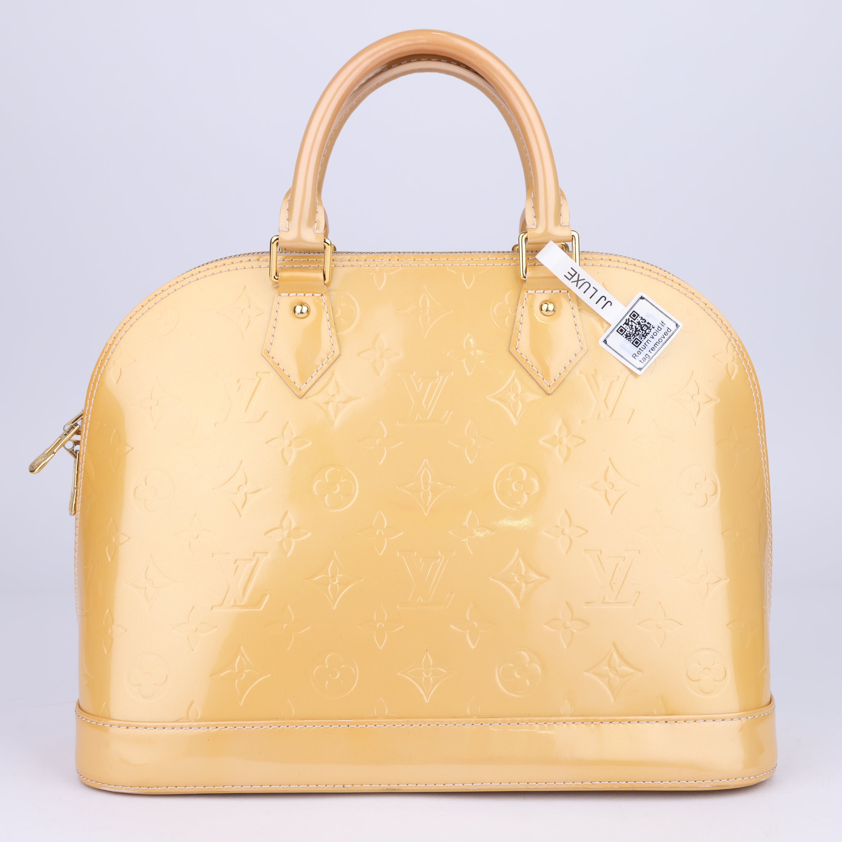 J1485 Louis Vuitton Blanc Corail Monogram Vernis Alma- Pre Owned