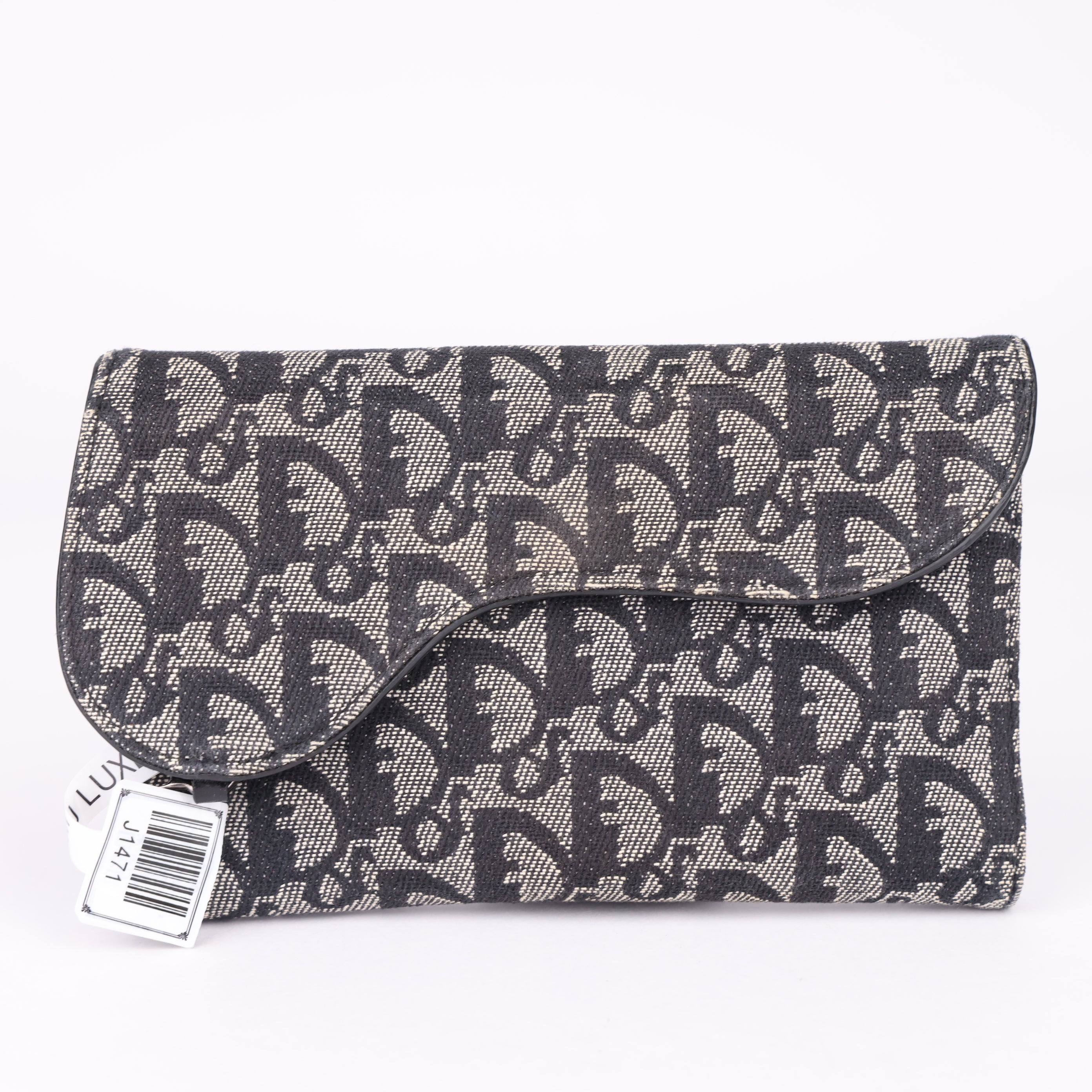 J1471 Christian Dior Blue Diorissimo Canvas Saddle Long Wallet - Pre Owned