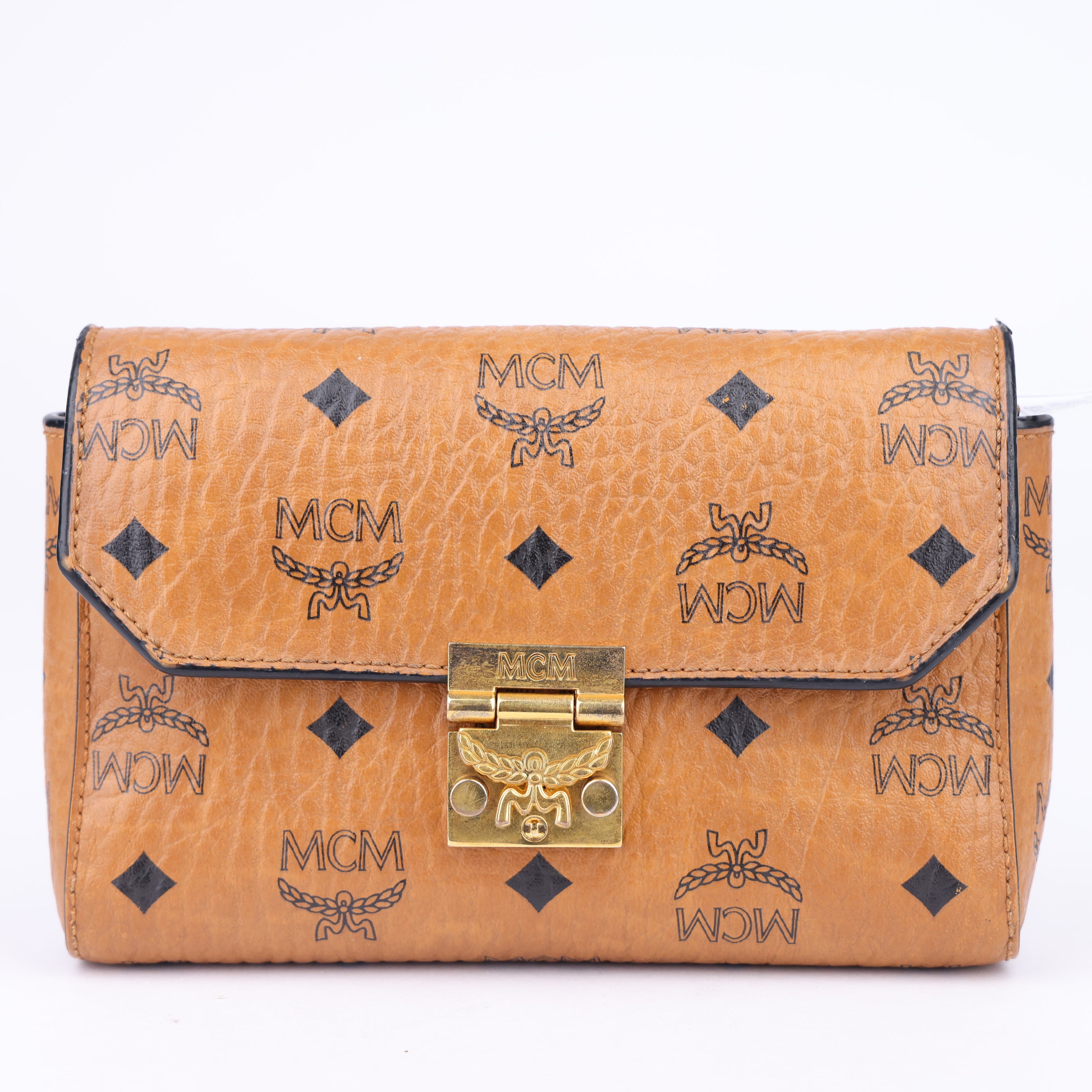 J1472 MCM Leather Printed Shoulder Bag- Pre Owned