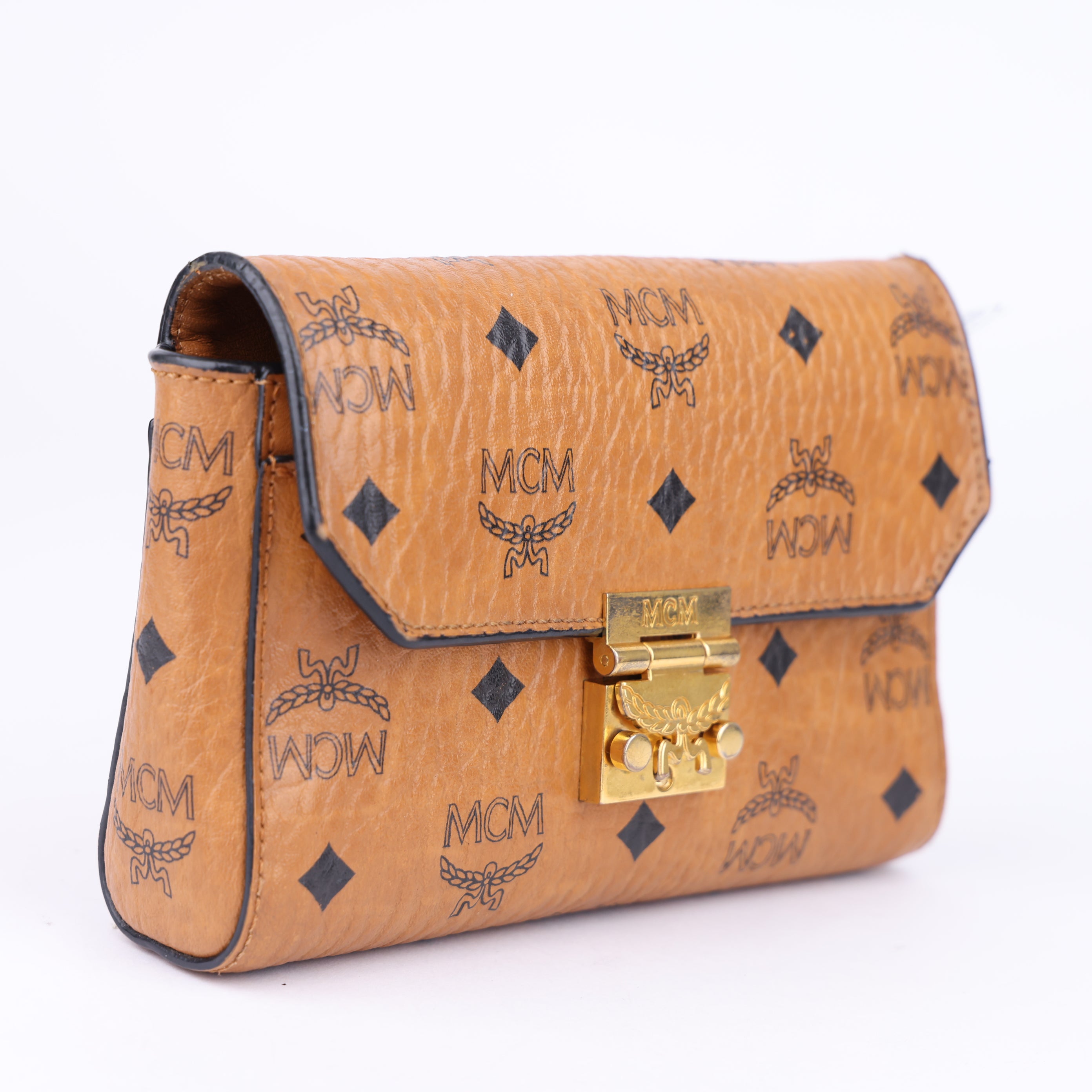 J1472 MCM Leather Printed Shoulder Bag- Pre Owned