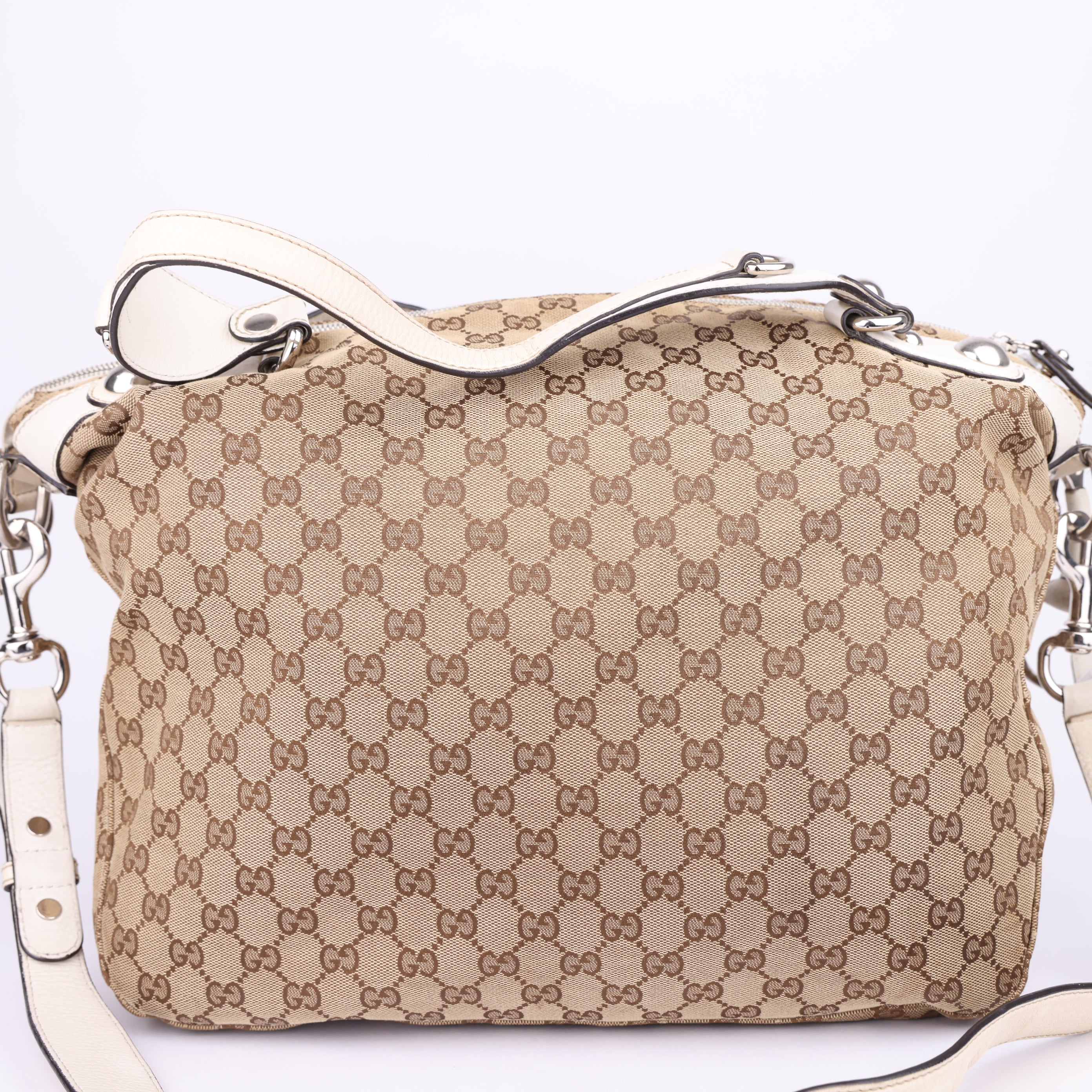 J1452 Gucci Icon Bit Large GG Canvas Two Way Zip Bag - Pre Owned