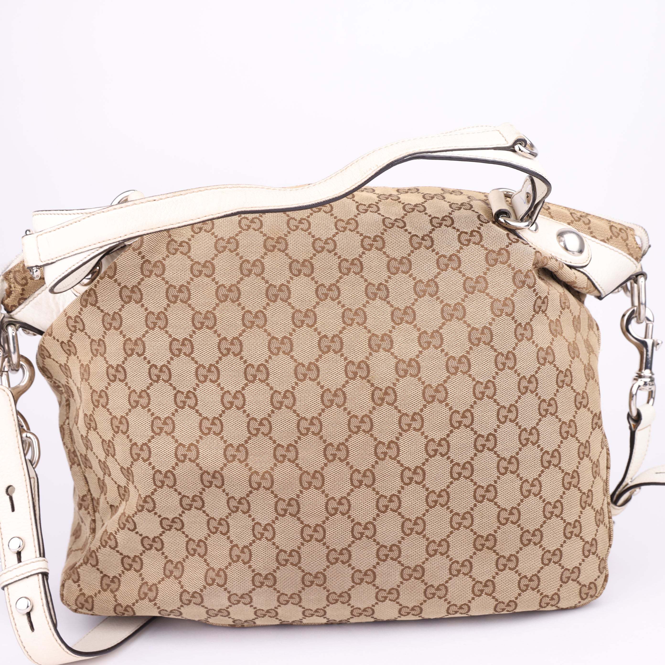 J1452 Gucci Icon Bit Large GG Canvas Two Way Zip Bag - Pre Owned