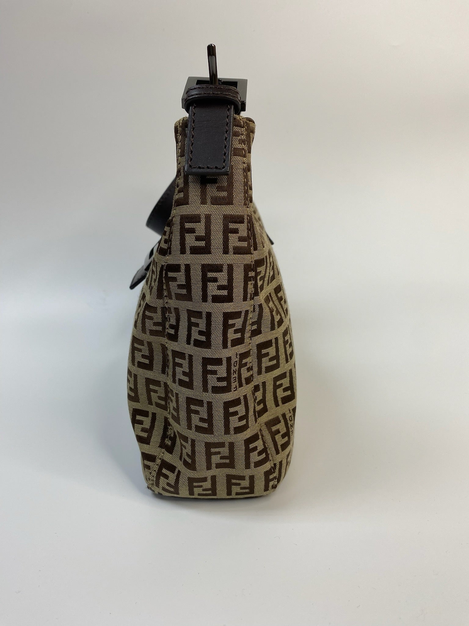 J2950 Fendi Shoulder Bag Zucchino Cnavas Crossisant Hobo baguette | Pre-Owned Brown Canvas/Zucchino FF
