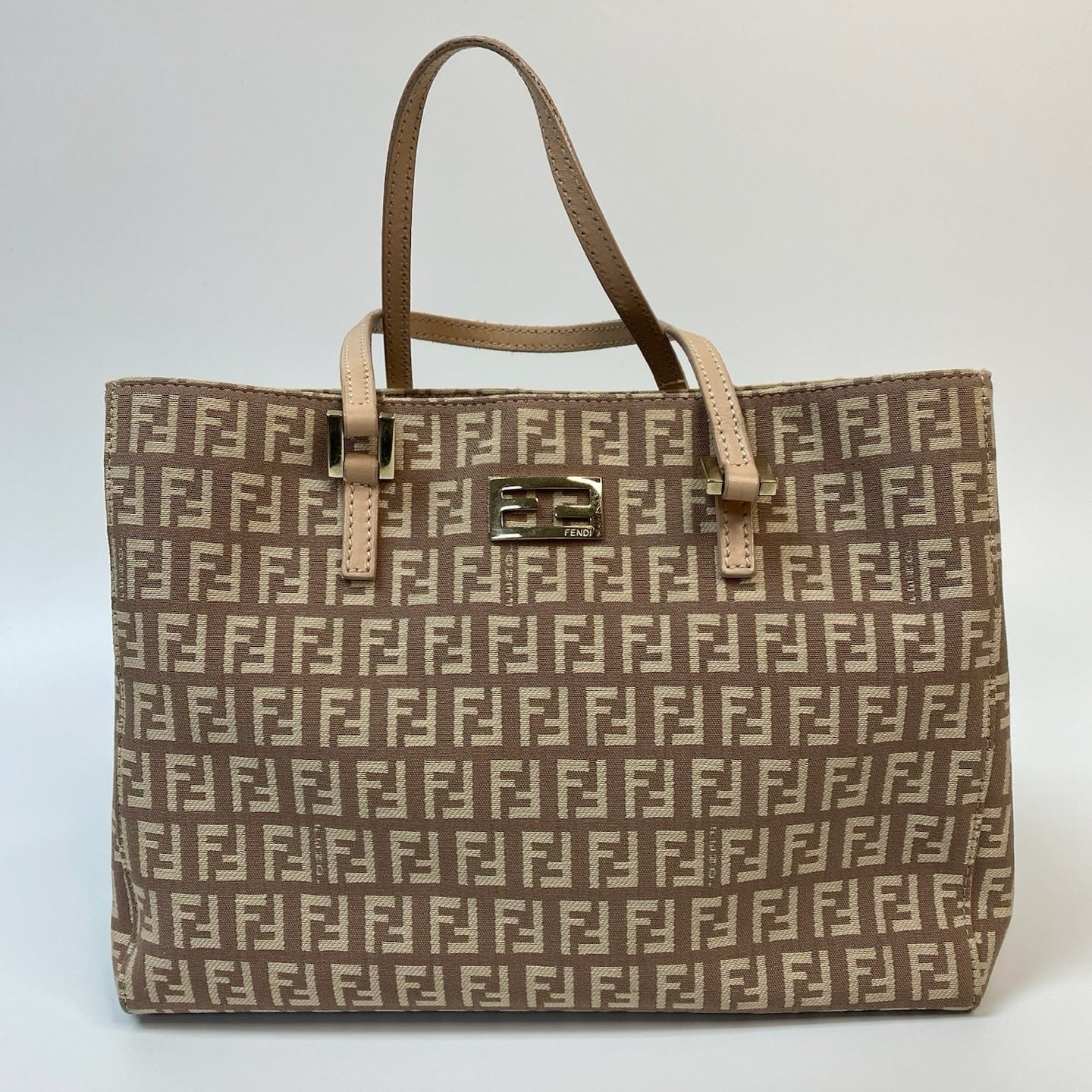 J2972 Fendi Tote Bag Pink Zucchino Canvas | Pre-Owned Pink Zucchino Canvas