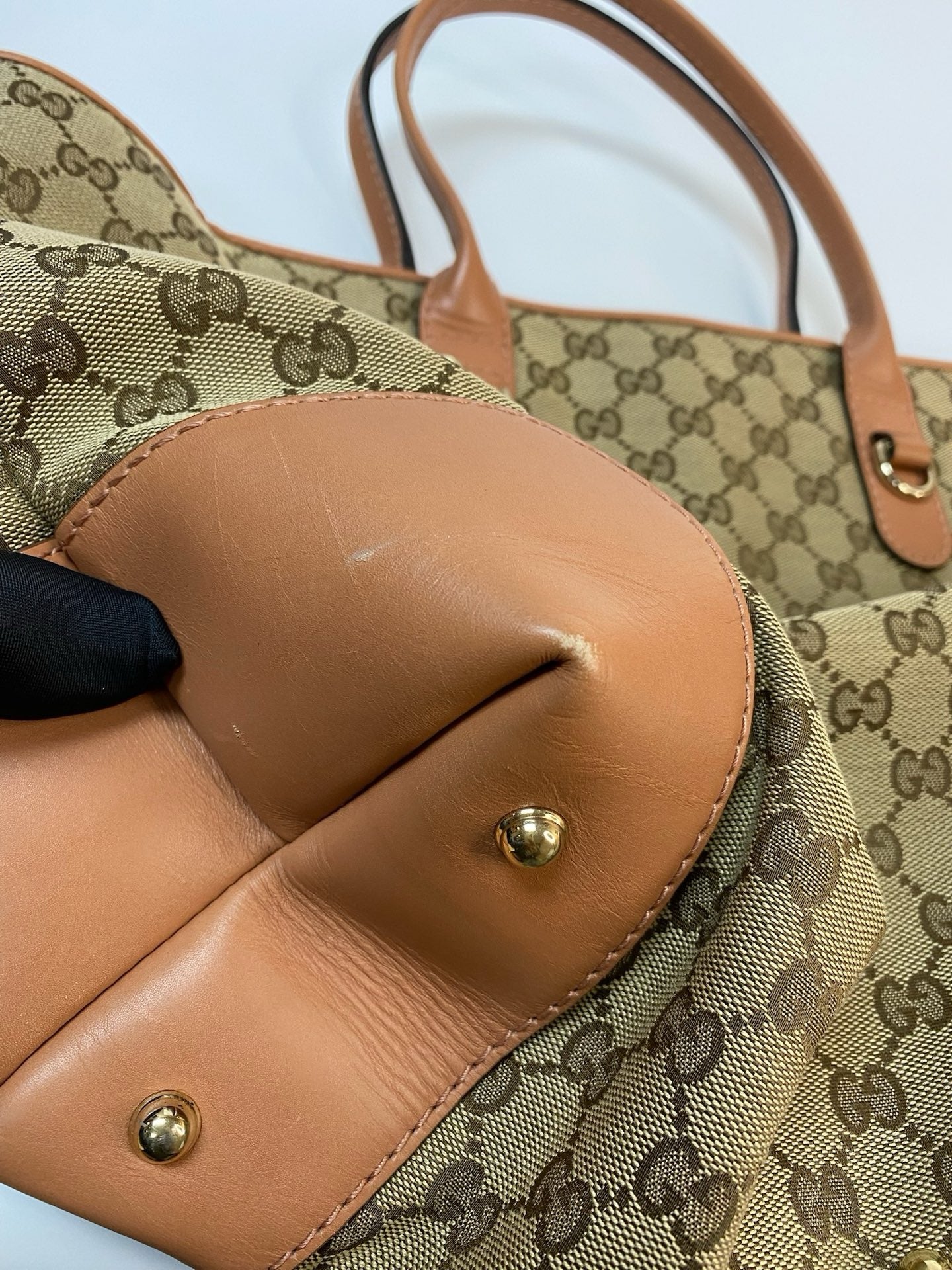 J2992 Gucci Tote Bag Canvas Heart Bit Satchel Tote | Pre-Owned Canvas