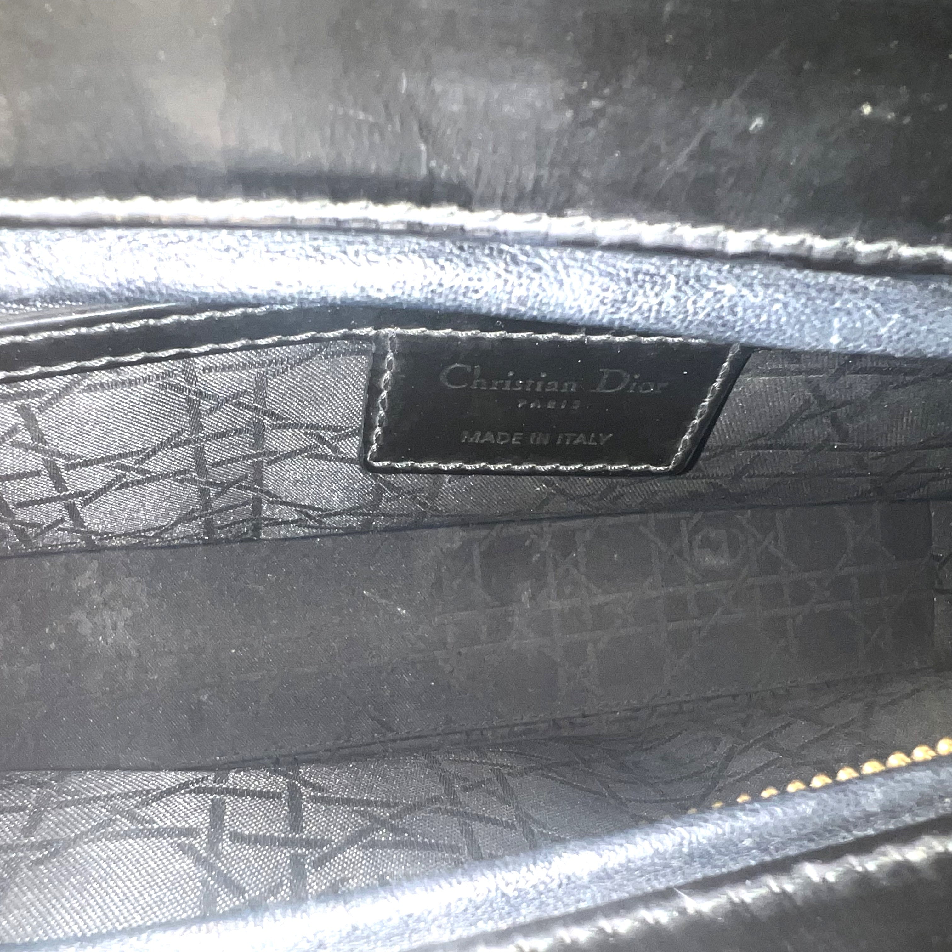 C1181 Dior Lady Dior Large Black Patent Leather Totes Bag-Pre Owned