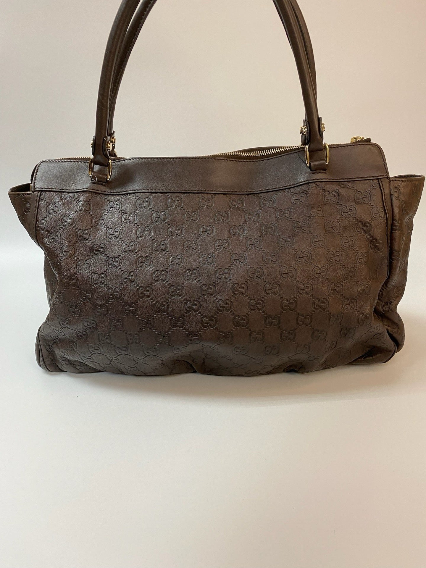 J2884 Gucci Tote Bag Brown Guccissima leather D Ring Tote | Pre-Owned rown Leather/Guccissima