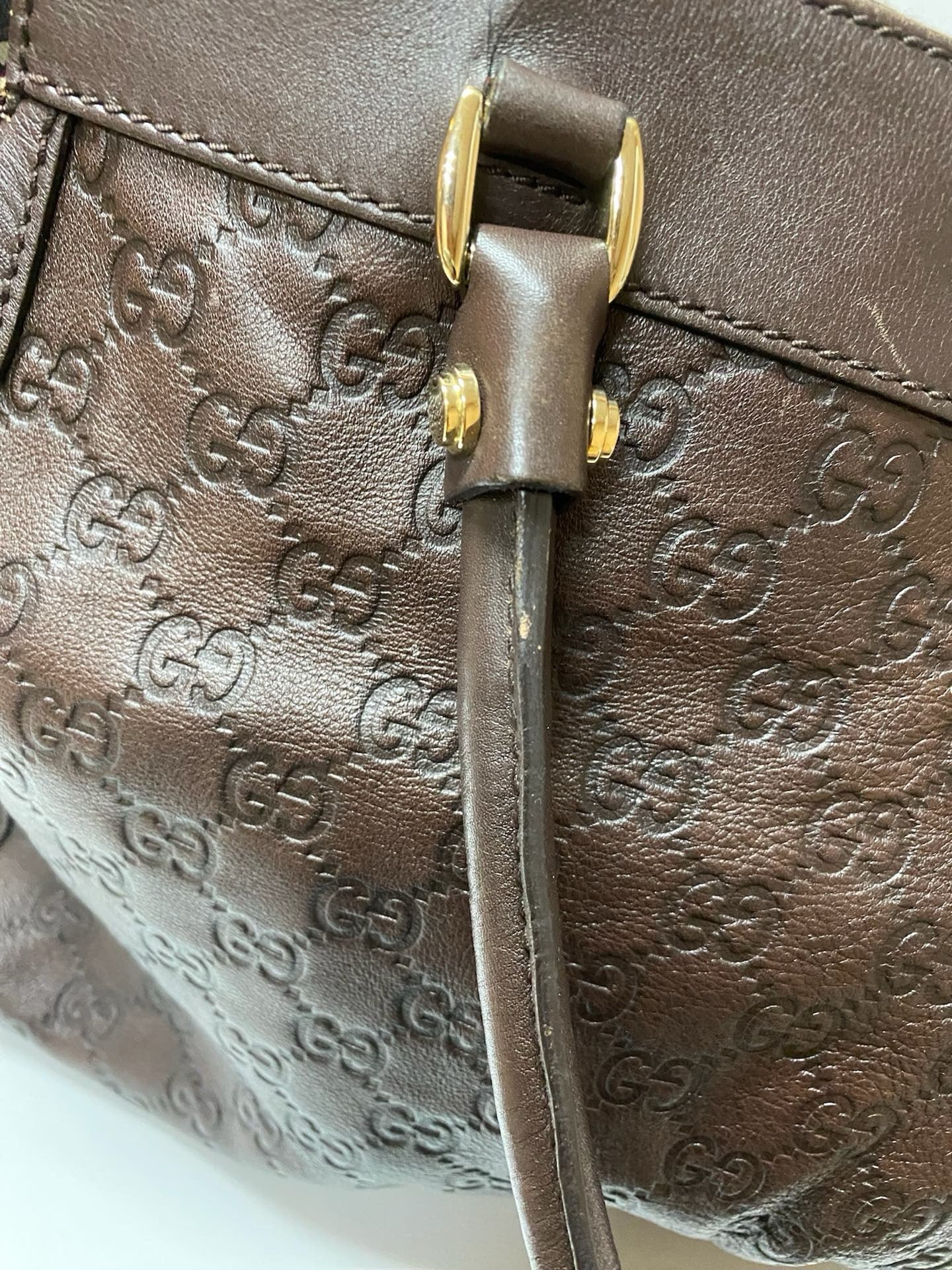 J2884 Gucci Tote Bag Brown Guccissima leather D Ring Tote | Pre-Owned rown Leather/Guccissima