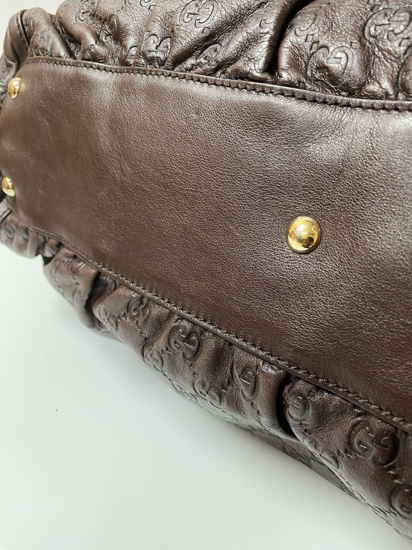 J2884 Gucci Tote Bag Brown Guccissima leather D Ring Tote | Pre-Owned rown Leather/Guccissima