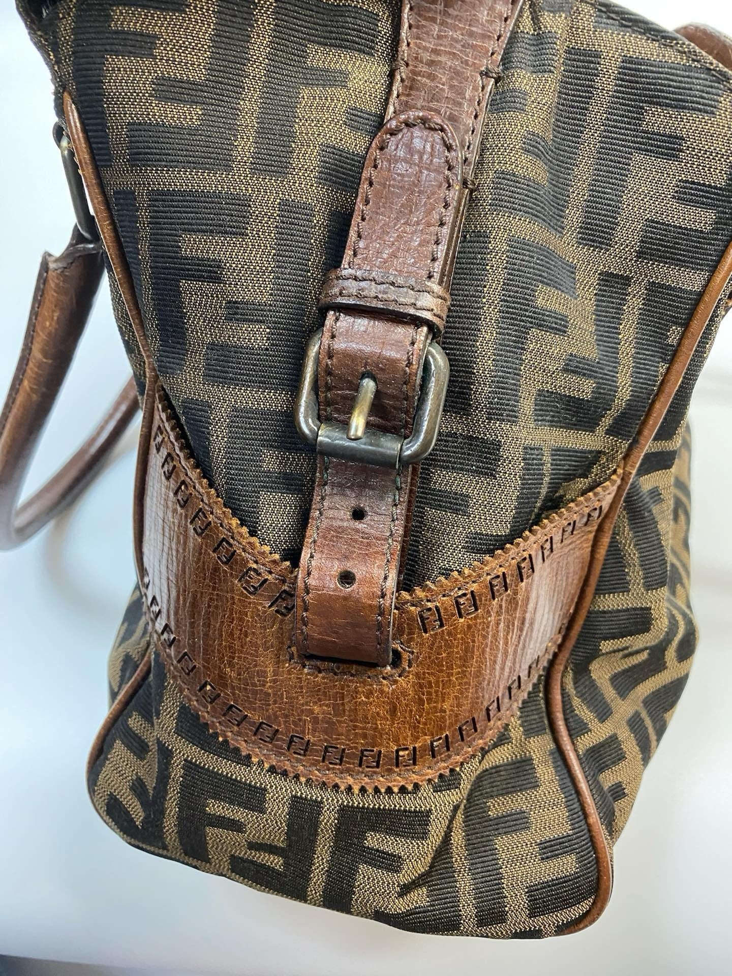 J2973 Fendi Tote Bag Zucca Du Jour Etniko Canvas | Pre-Owned Brown Zucca Canvas