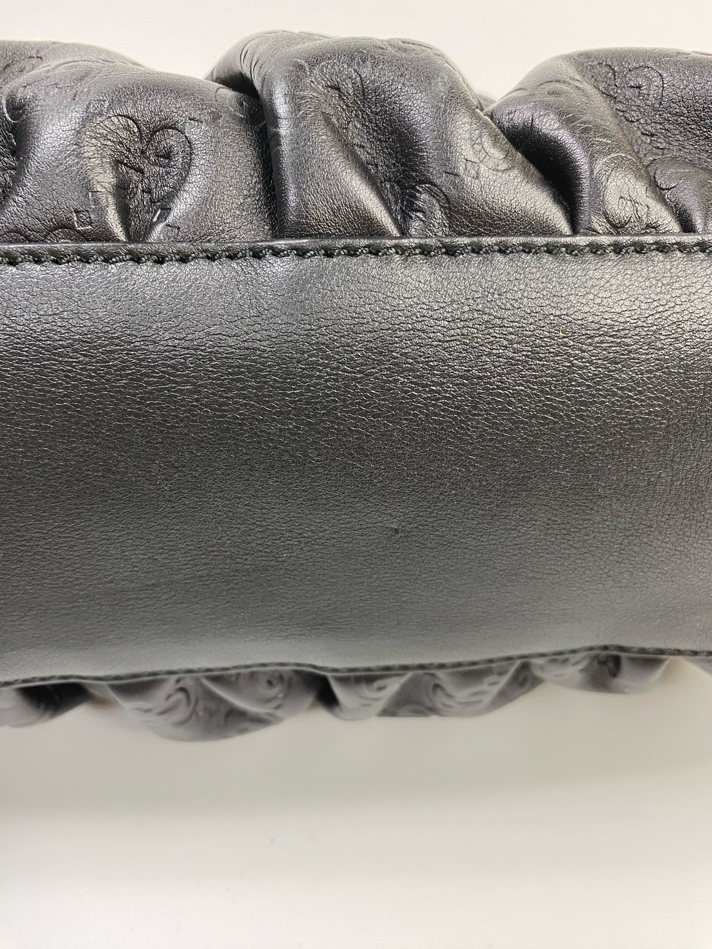 J1115 Gucci Top Handle Bag Black Nylon GG Abbey D Ring handbag | Pre-Owned Like New Black Nylon GG
