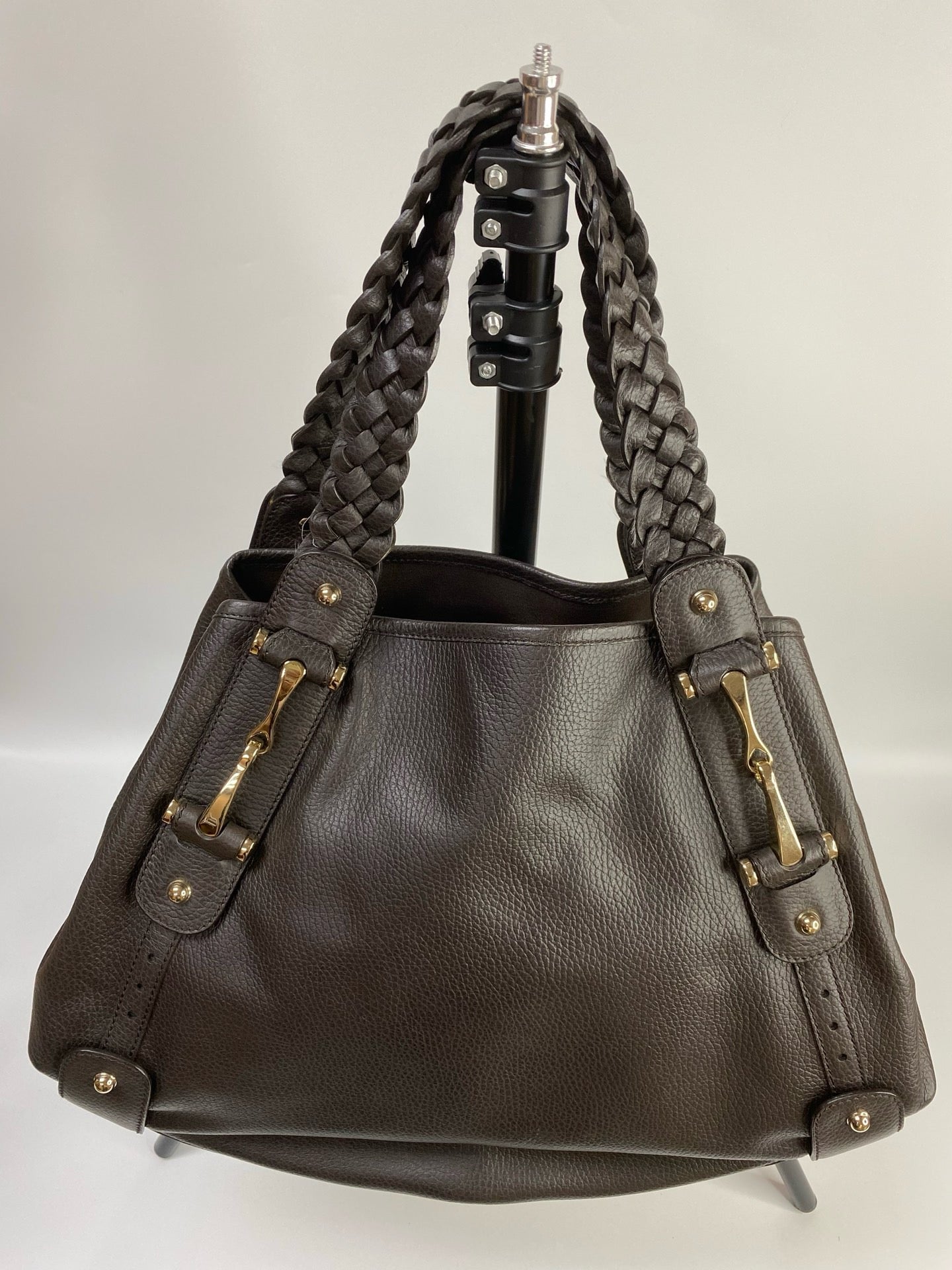 J2993 Gucci Shoulder Bag Calfskin Medium Pelham Shoulder Bag Dark Brown | Pre-Owned Dark Brown Leather