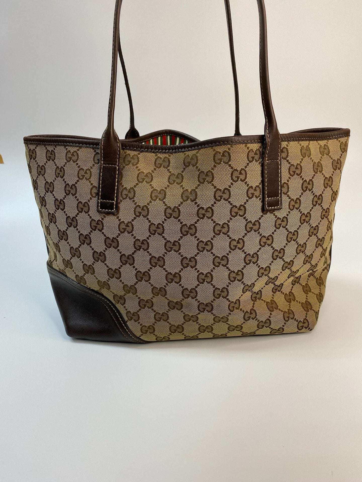 J2991 Gucci Tote Bag Beige GG Supreme Canvas Tote Bag | Pre-Owned Beige Canvas GG Supreme