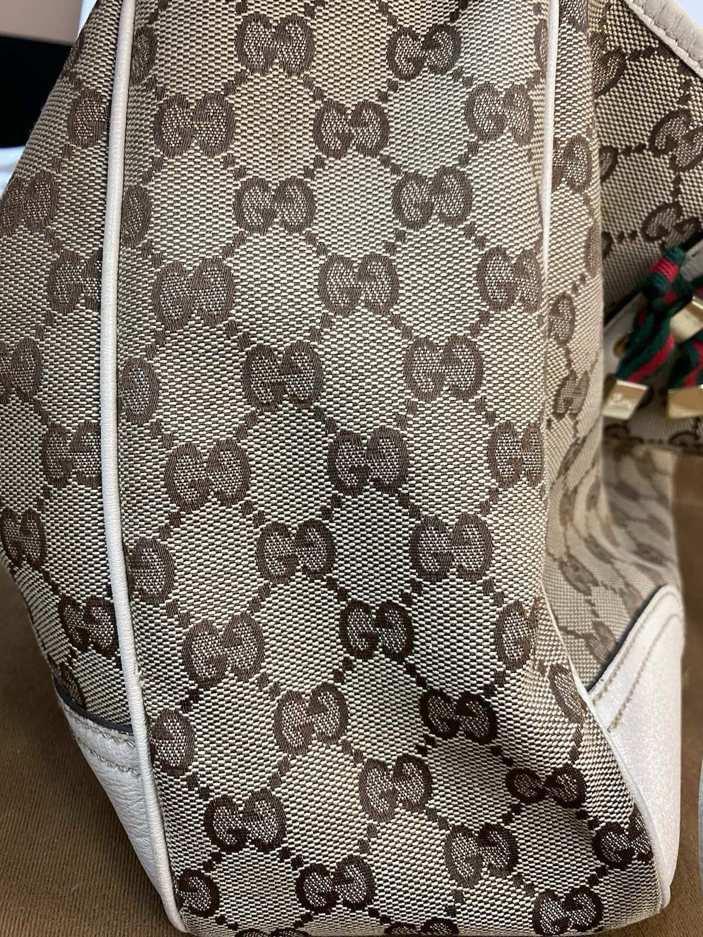 J2867 Gucci Tote Bag GG Canvas Princy Tote Bag with Ribbon | Pre-Owned Canvas GG Monogram