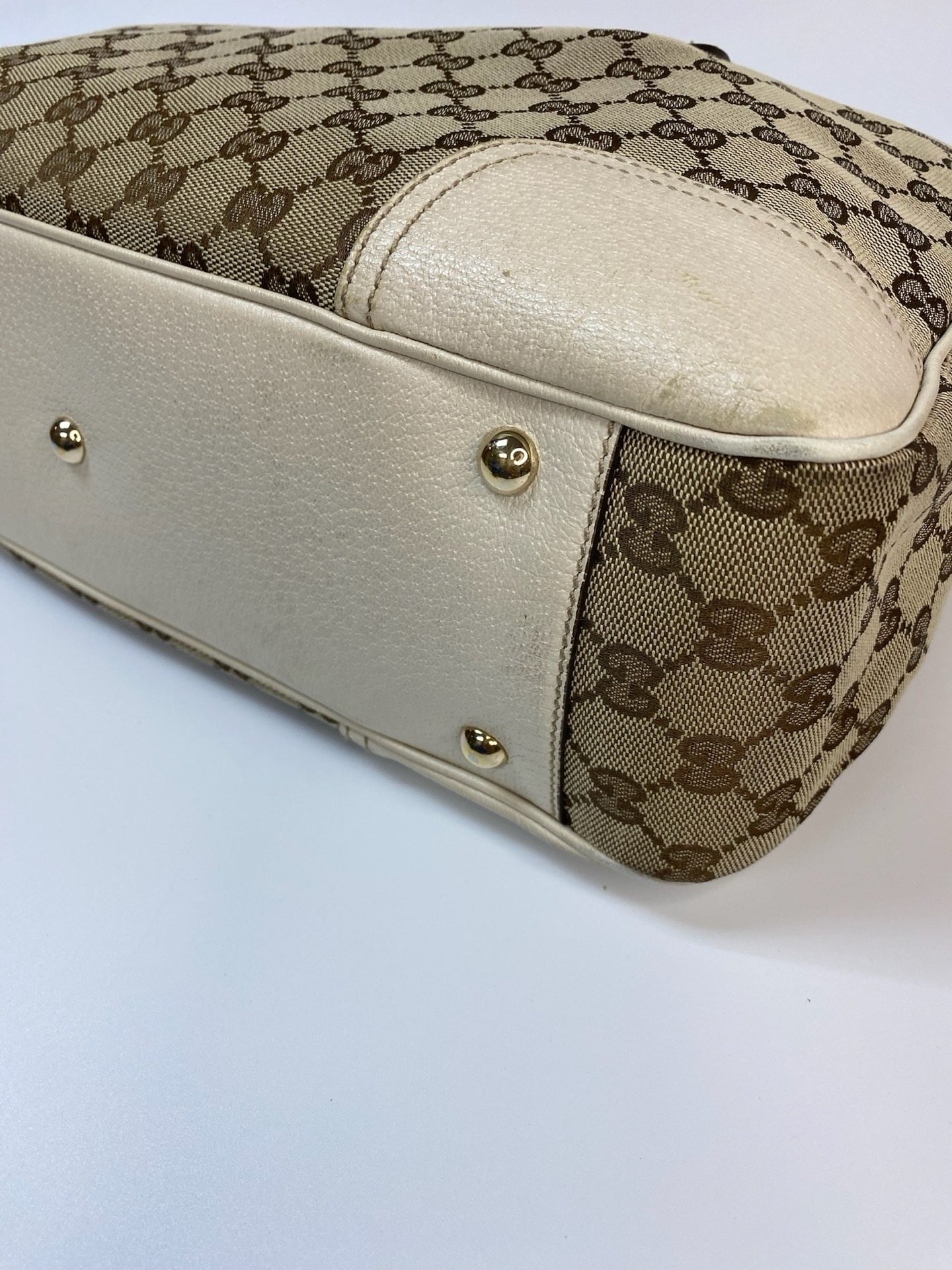 J2867 Gucci Tote Bag GG Canvas Princy Tote Bag with Ribbon | Pre-Owned Canvas GG Monogram
