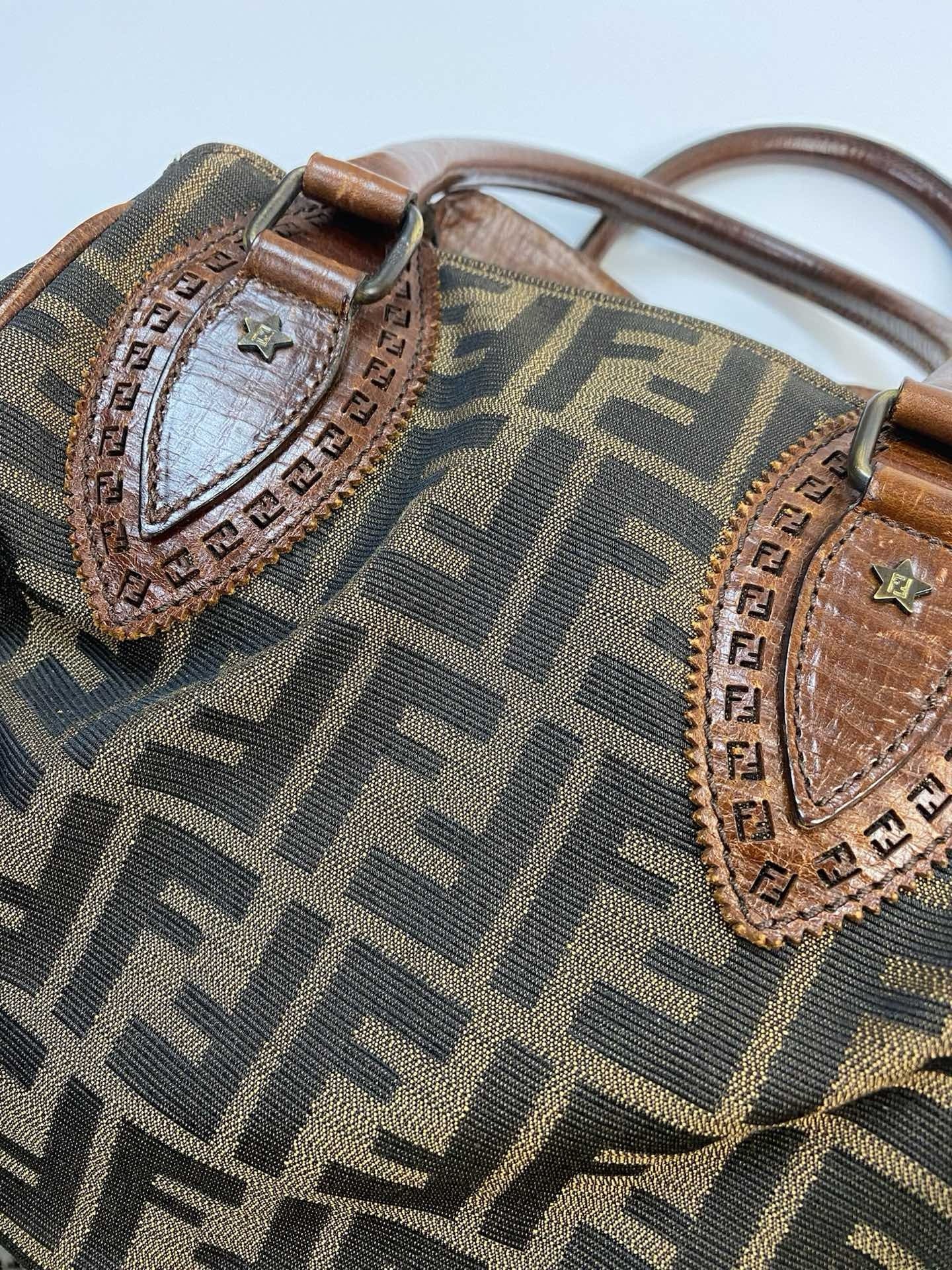 J2973 Fendi Tote Bag Zucca Du Jour Etniko Canvas | Pre-Owned Brown Zucca Canvas