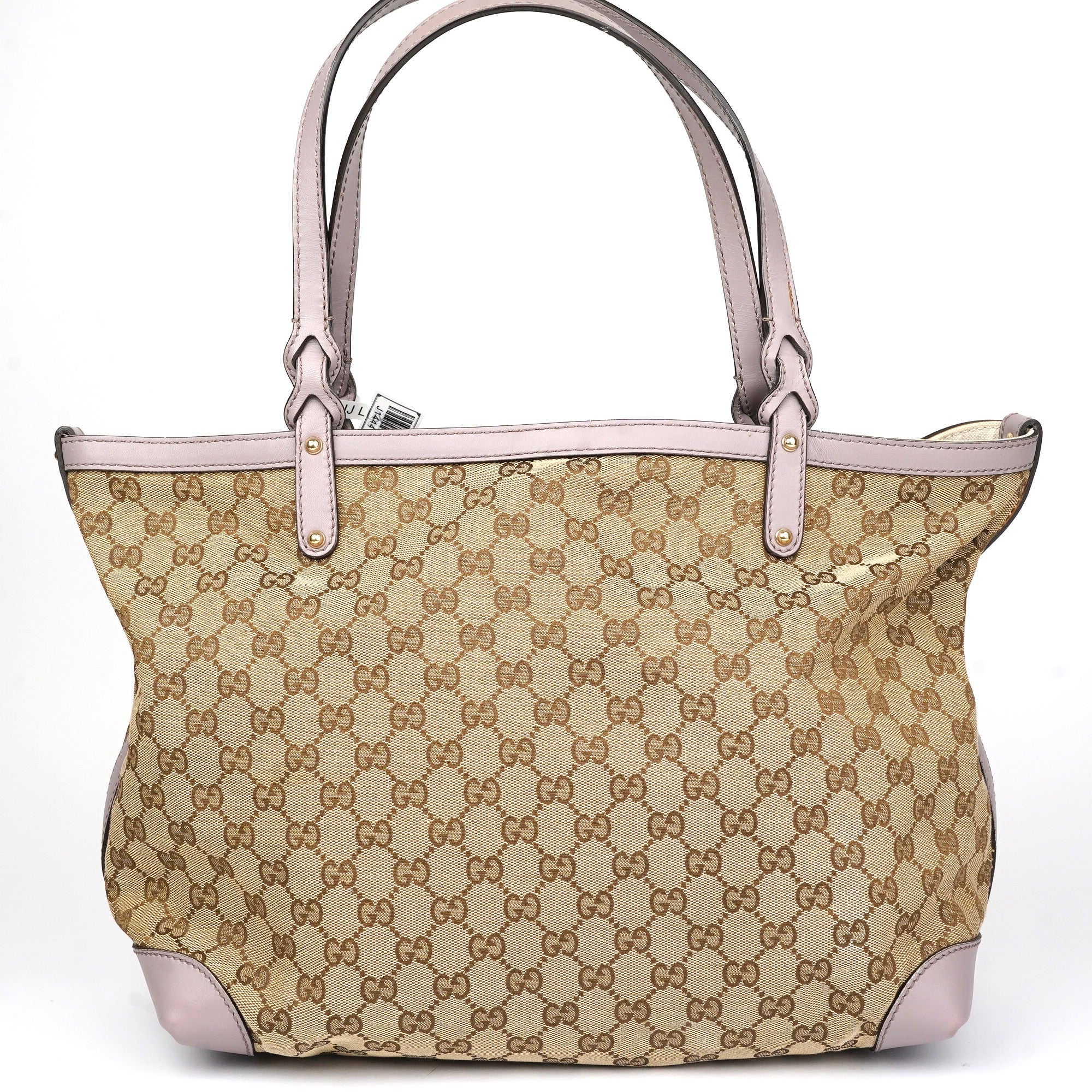 J1444 Gucci GG Canvas Craft Medium Tote Brown Beige- Pre Owned