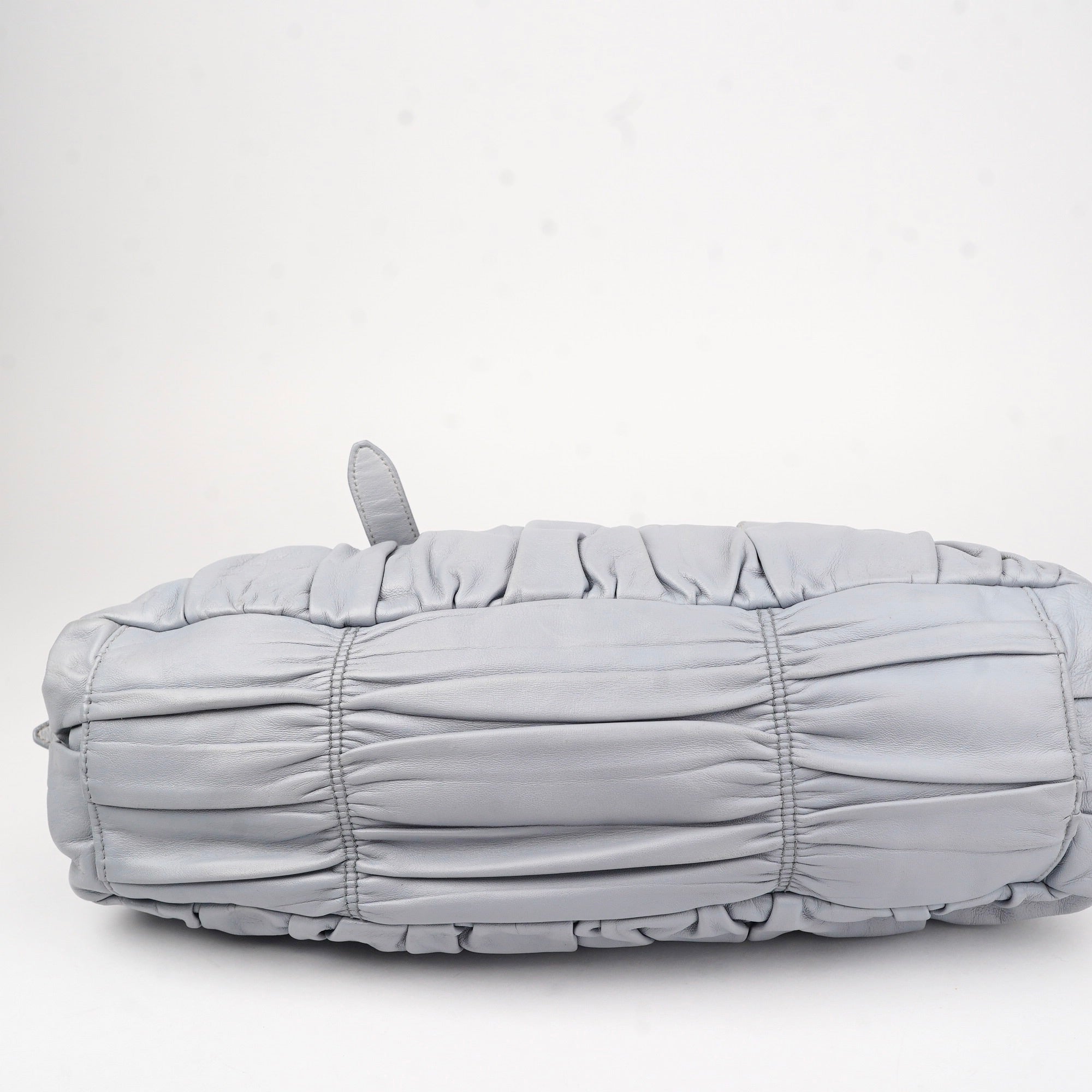 J1428 PRADA Nube Nappa Leather Gauffre Ruched Medium Shopping Bag- Pre Owned