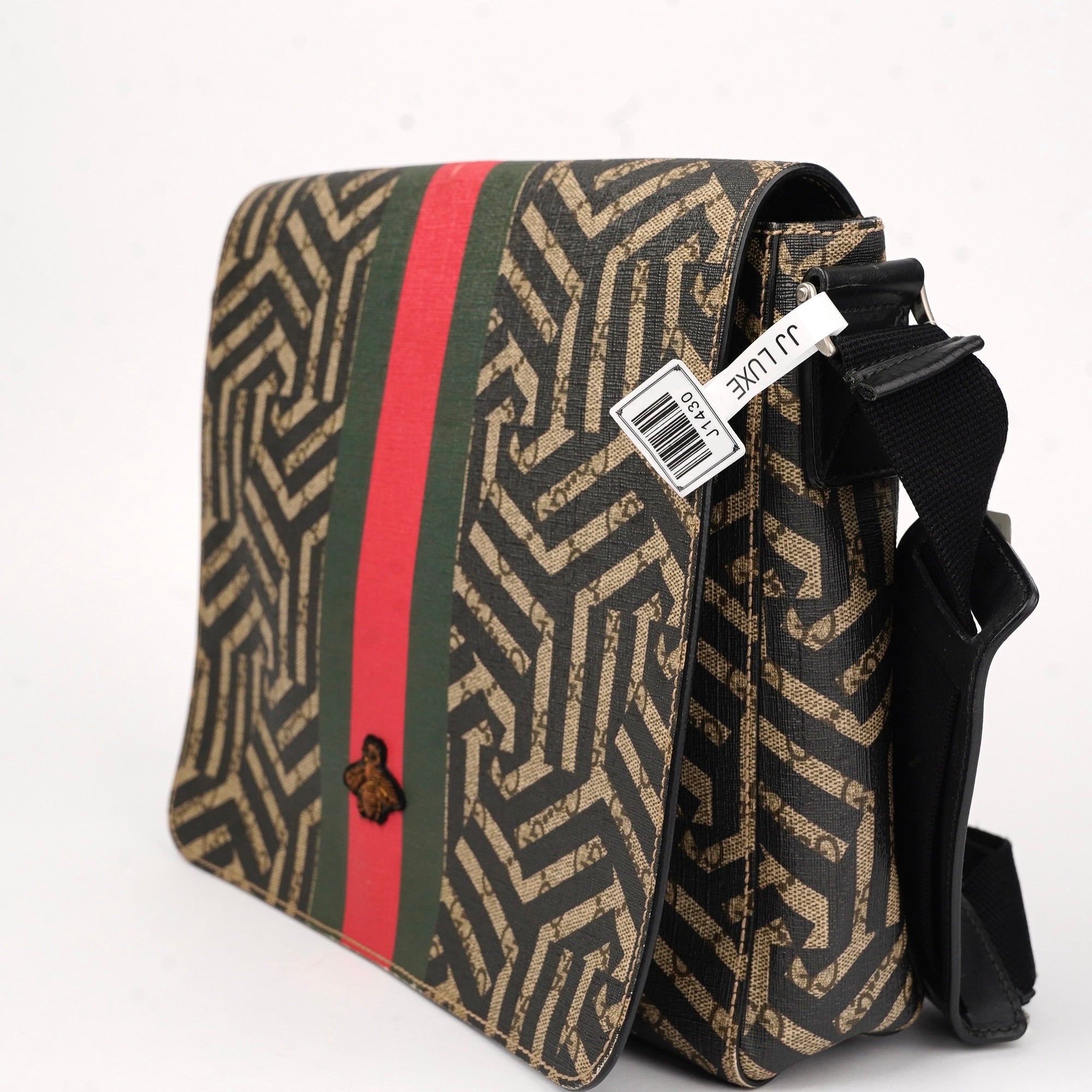 J1430 Gucci Bee Web Flap Messenger Bag- Pre Owned