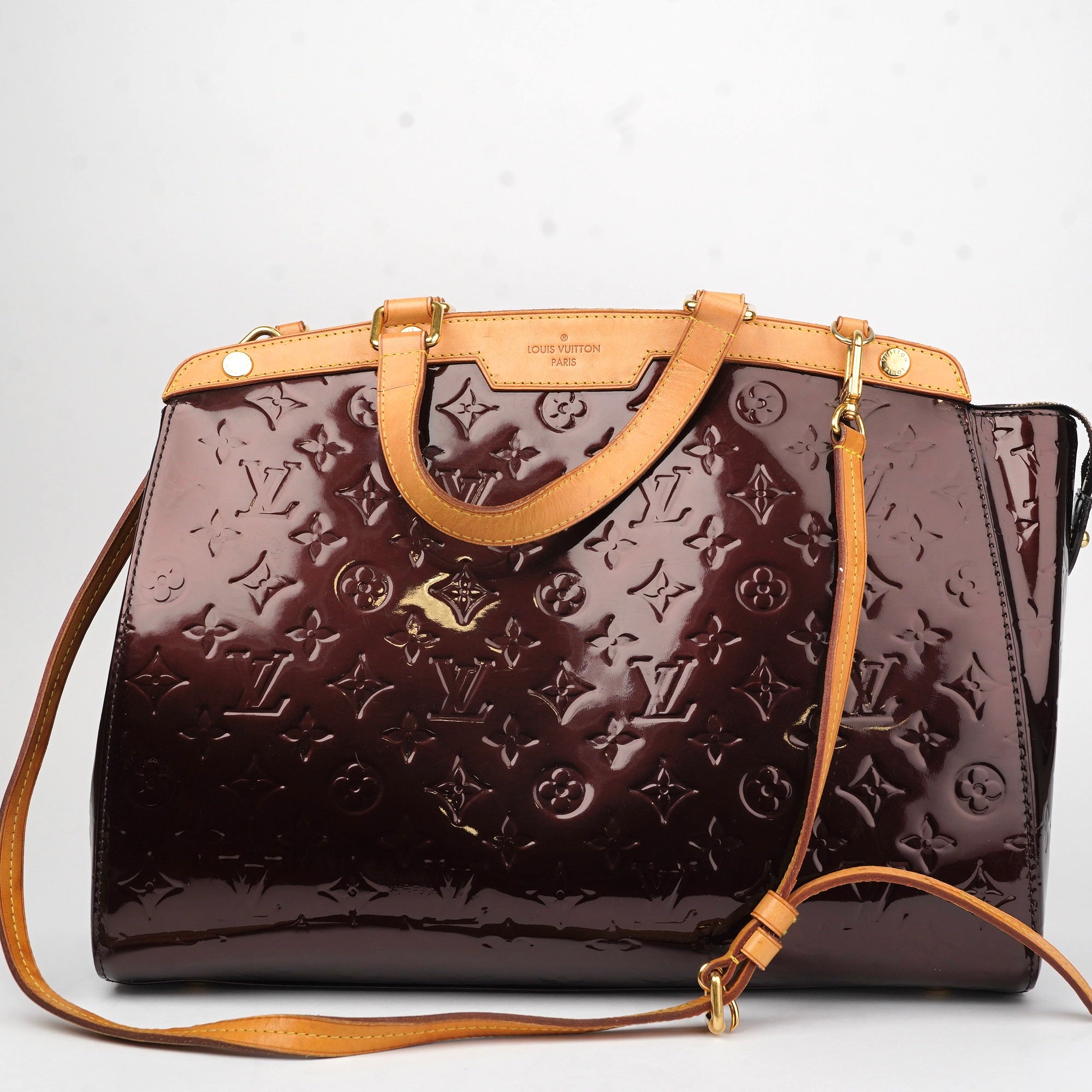 J1411 Louis Vuitton Amarante Monogram Vernis Brea GM Bag- Pre Owned