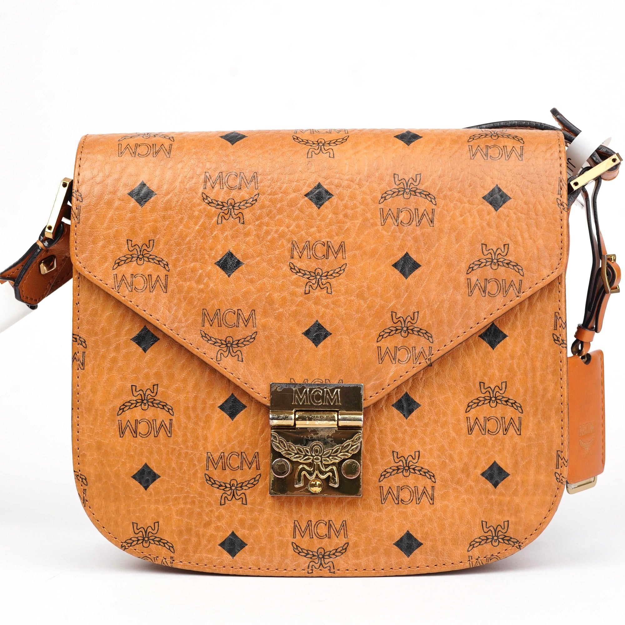 J1416 MCM Shoulder Bag Brown Cloth- Pre Owned