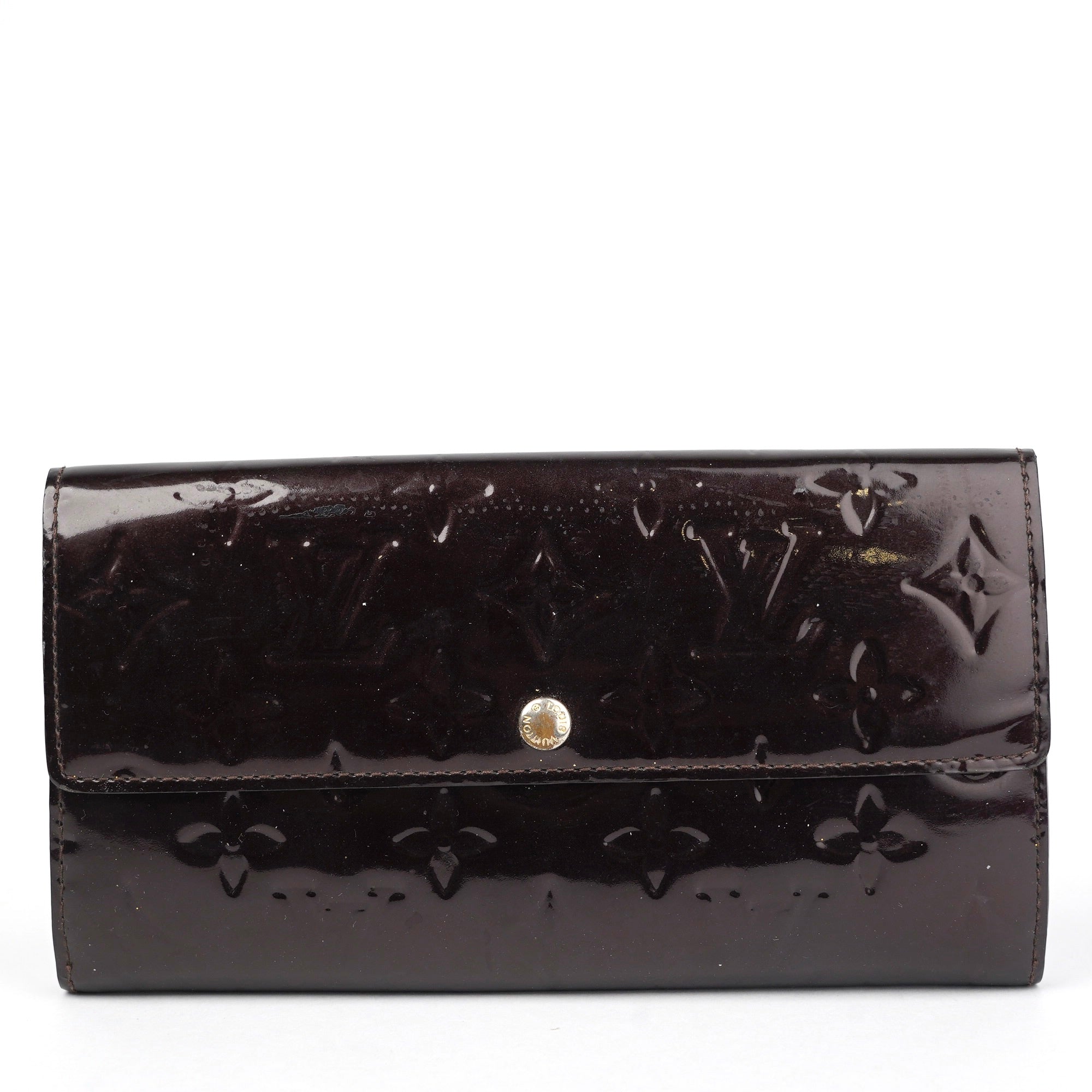 J1414 Louis Vuitton Amarante Monogram Vernis Sarah Continental- Pre Owned