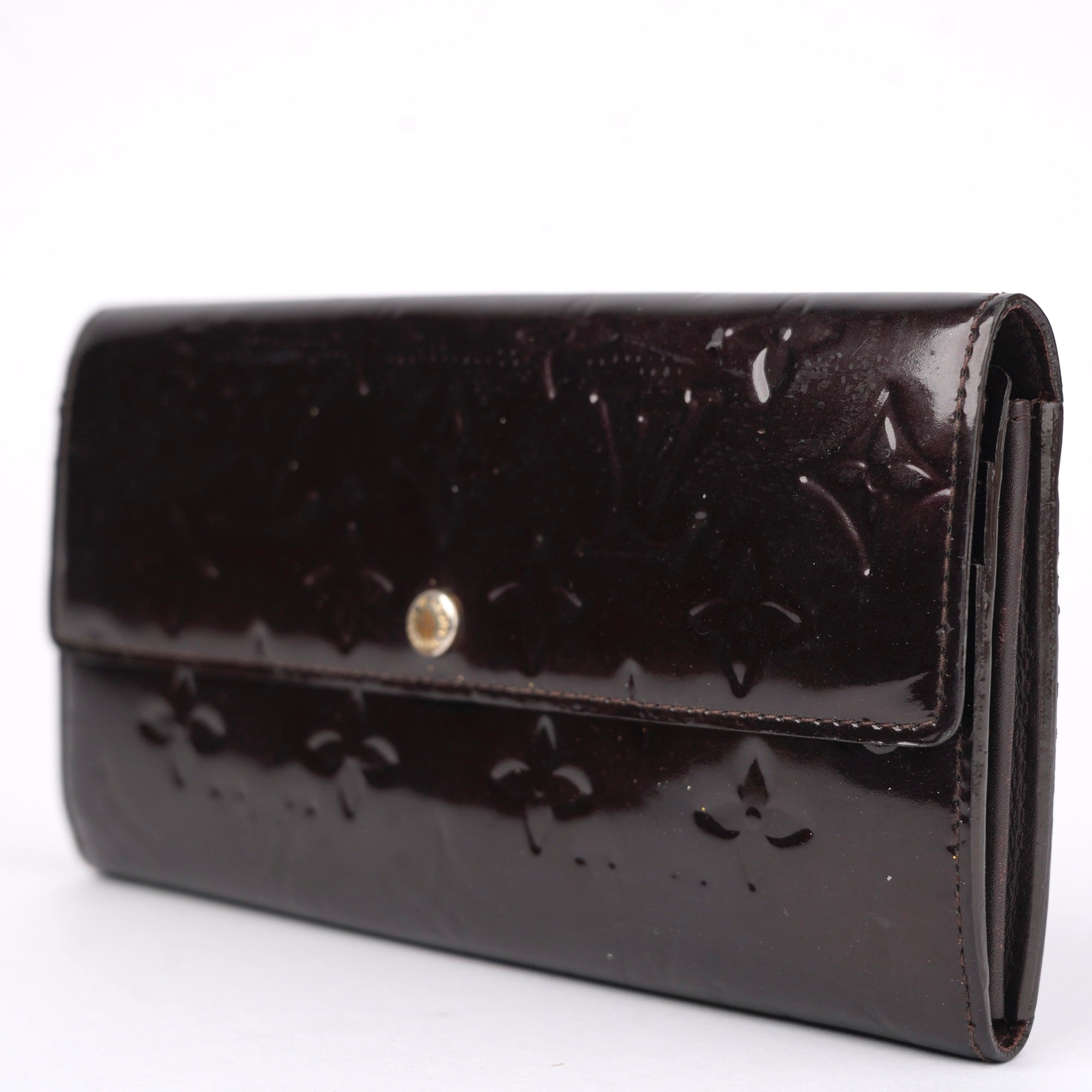 J1414 Louis Vuitton Amarante Monogram Vernis Sarah Continental- Pre Owned