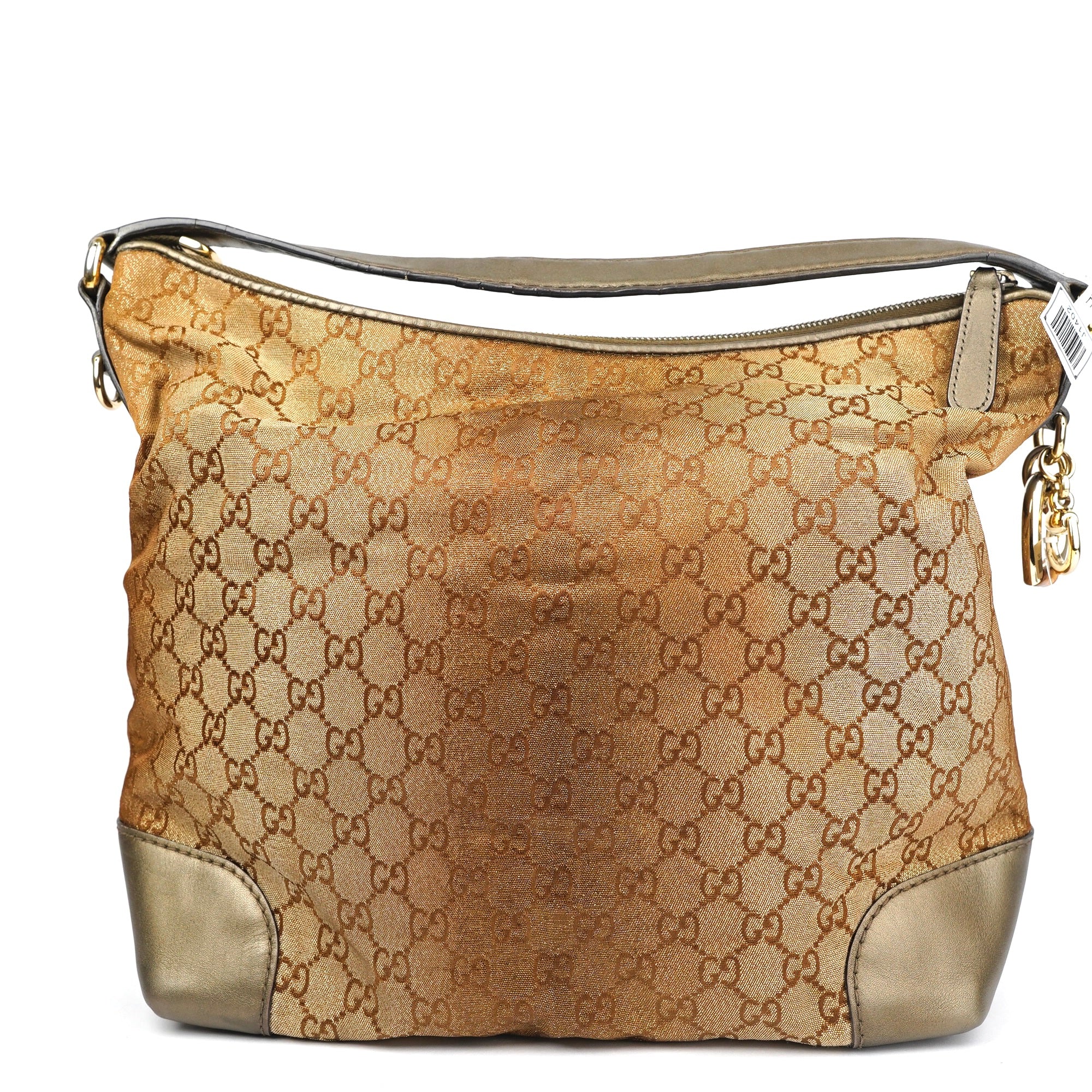 J1402 Gucci Brown GG Canvas Lurex Heart Bit Tragetasche Braun Bronze- Pre Owned
