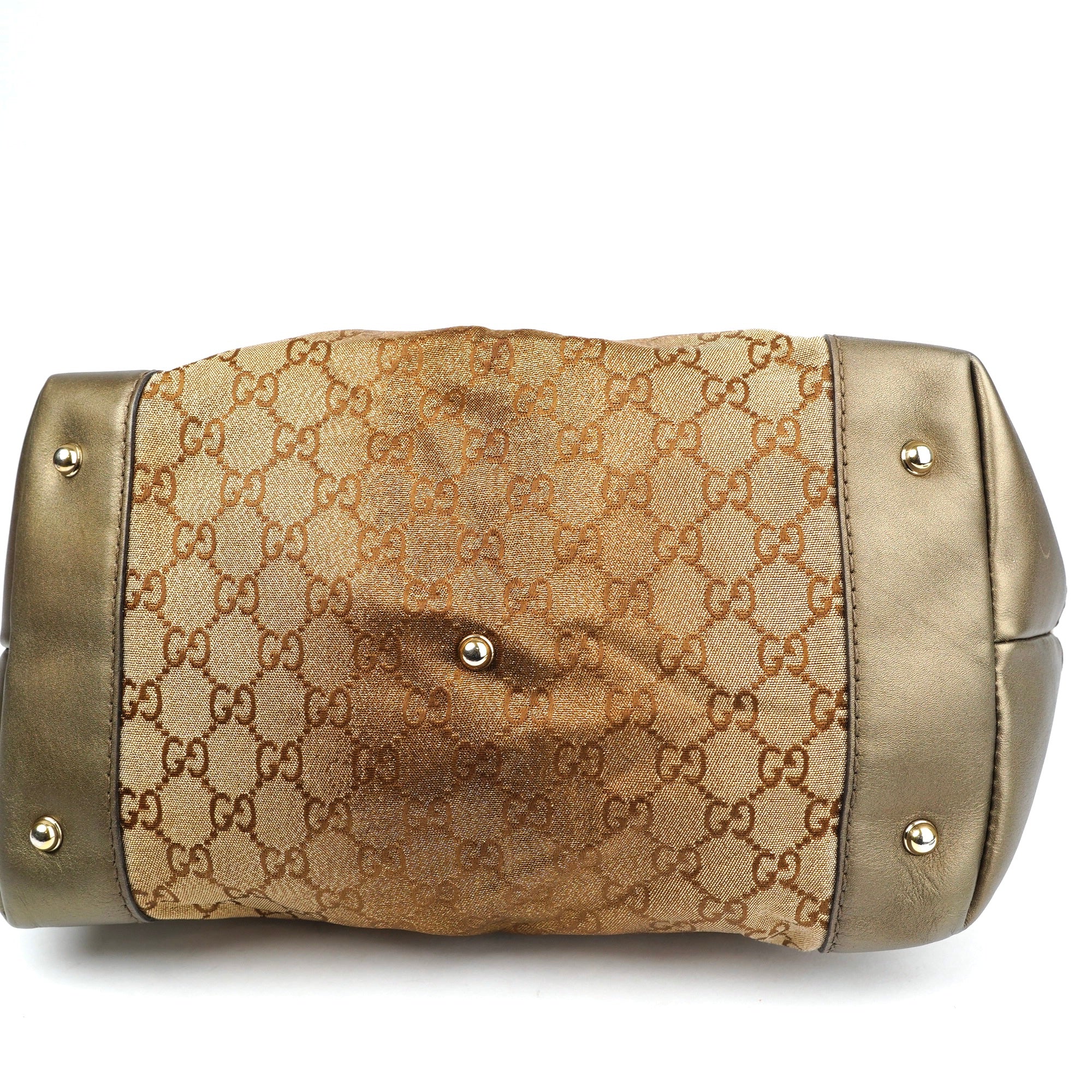 J1402 Gucci Brown GG Canvas Lurex Heart Bit Tragetasche Braun Bronze- Pre Owned