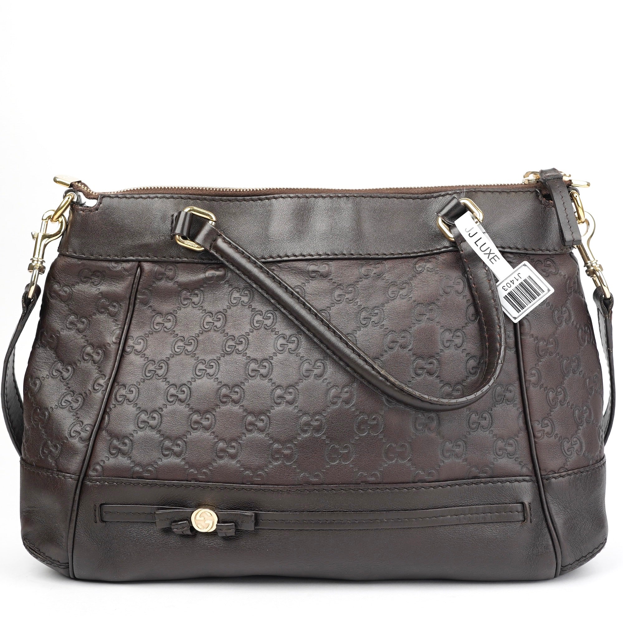 J1403 Gucci Handbag Mayfia Shima Dark Brown Leather- Pre Owned