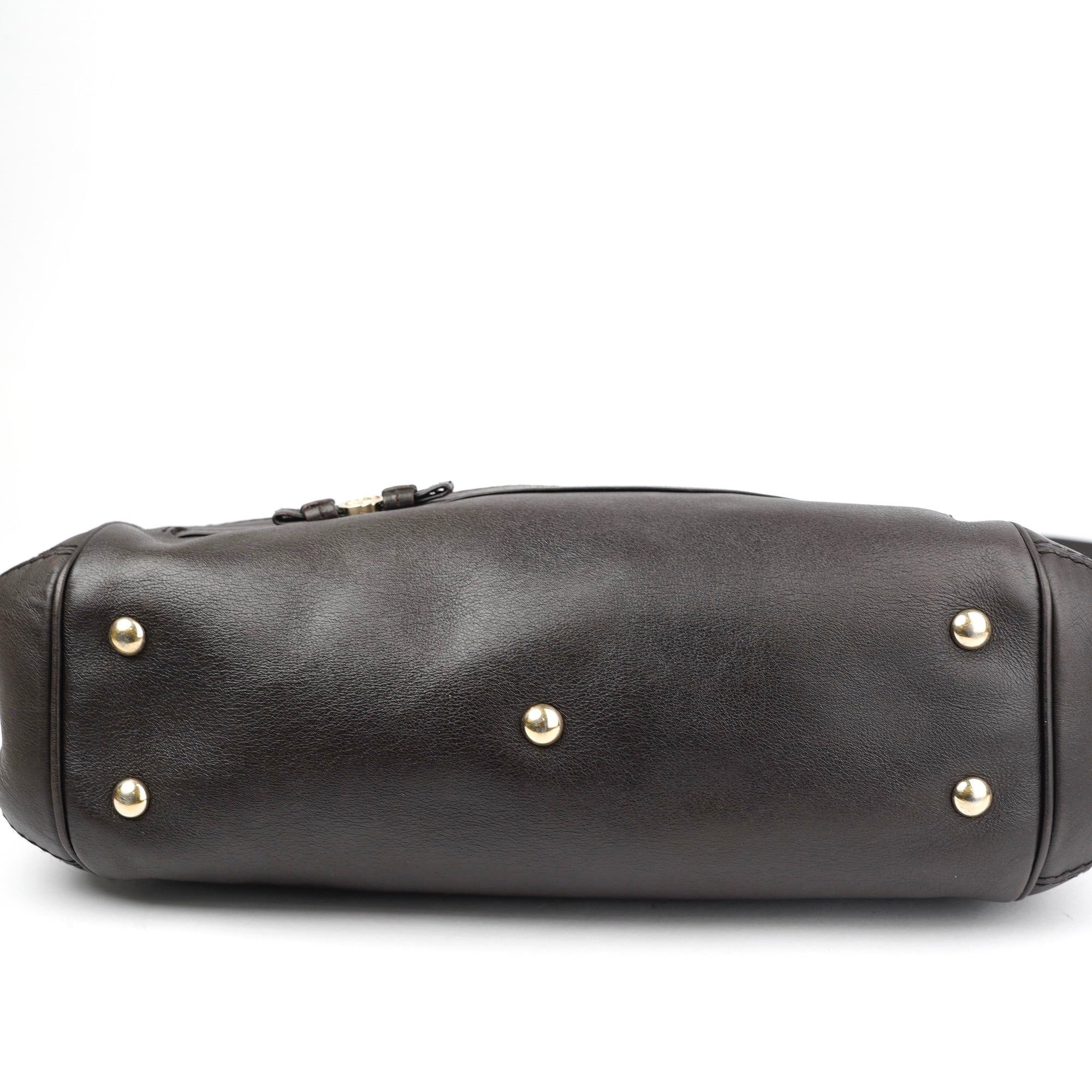 J1403 Gucci Handbag Mayfia Shima Dark Brown Leather- Pre Owned