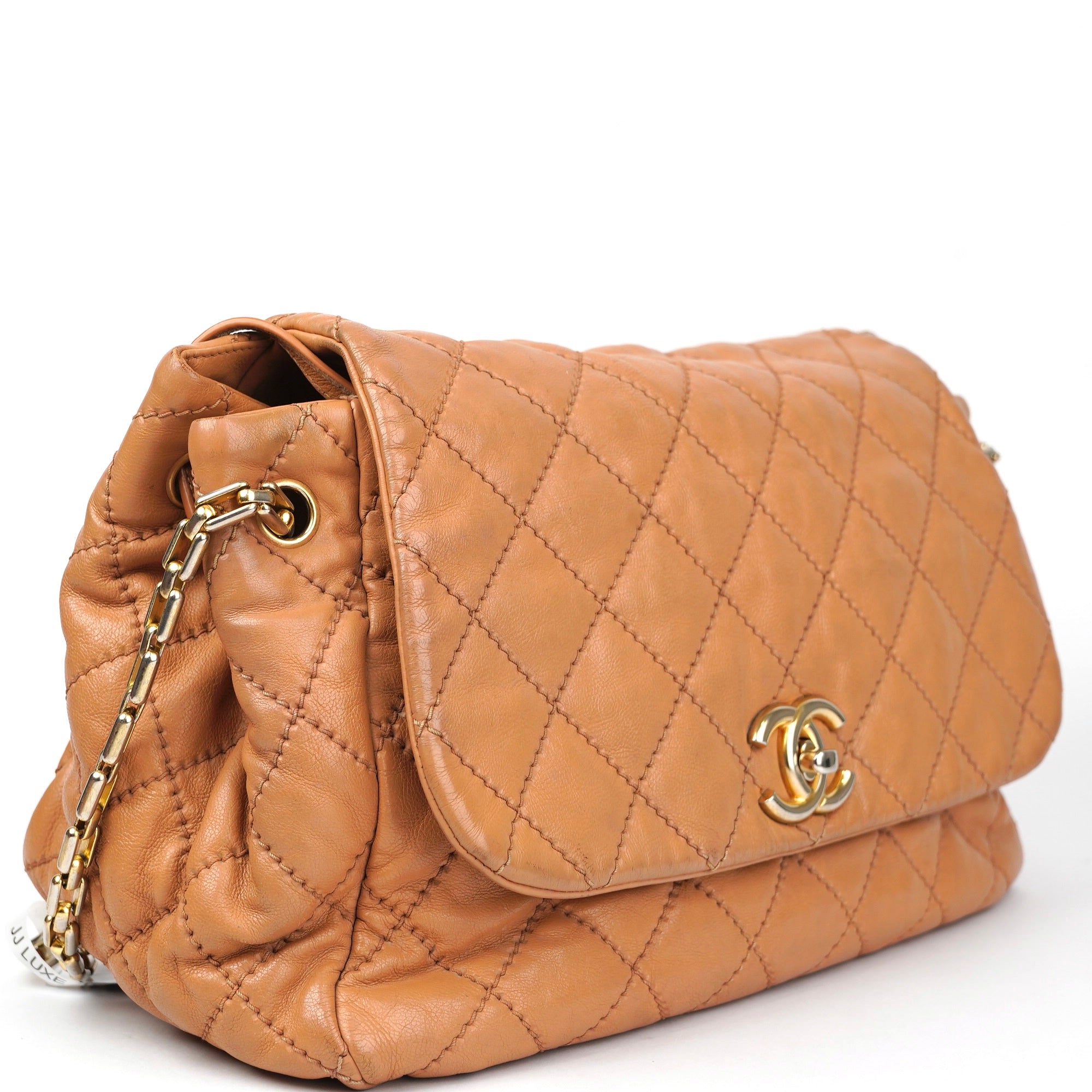 J1399 Chanel Dark Beige Quilted Leather Retro Chain Bag- Pre Owned