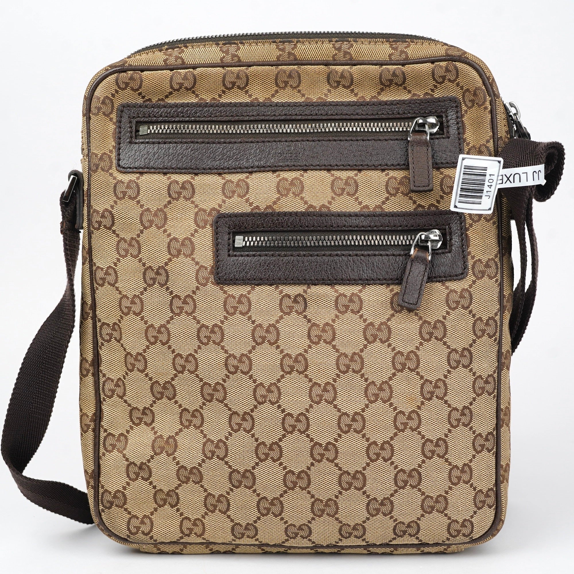 J1401 GUCCI GG Canvas Shoulder Bag Beige- Pre Owned