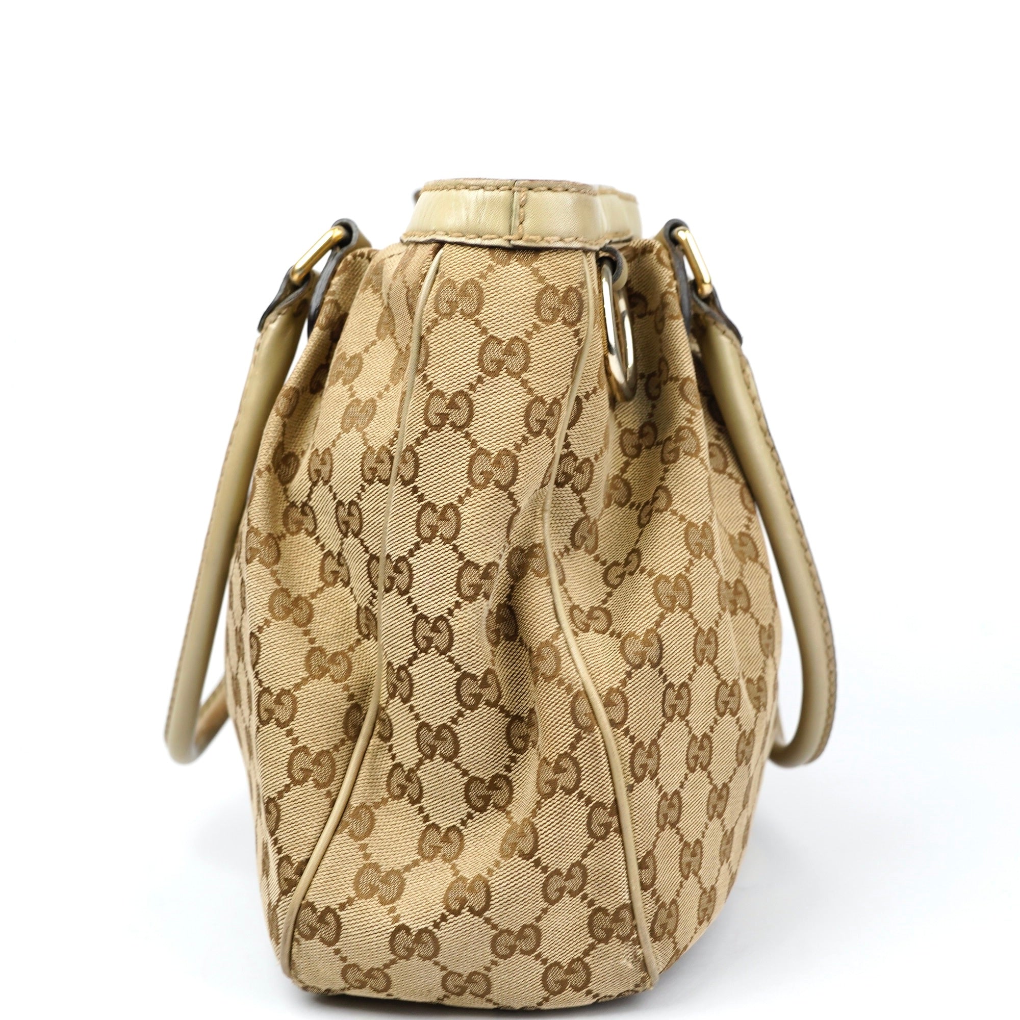 J1389 GUCCI Original GG Canvas Tote Handbag Brown- Pre Owned