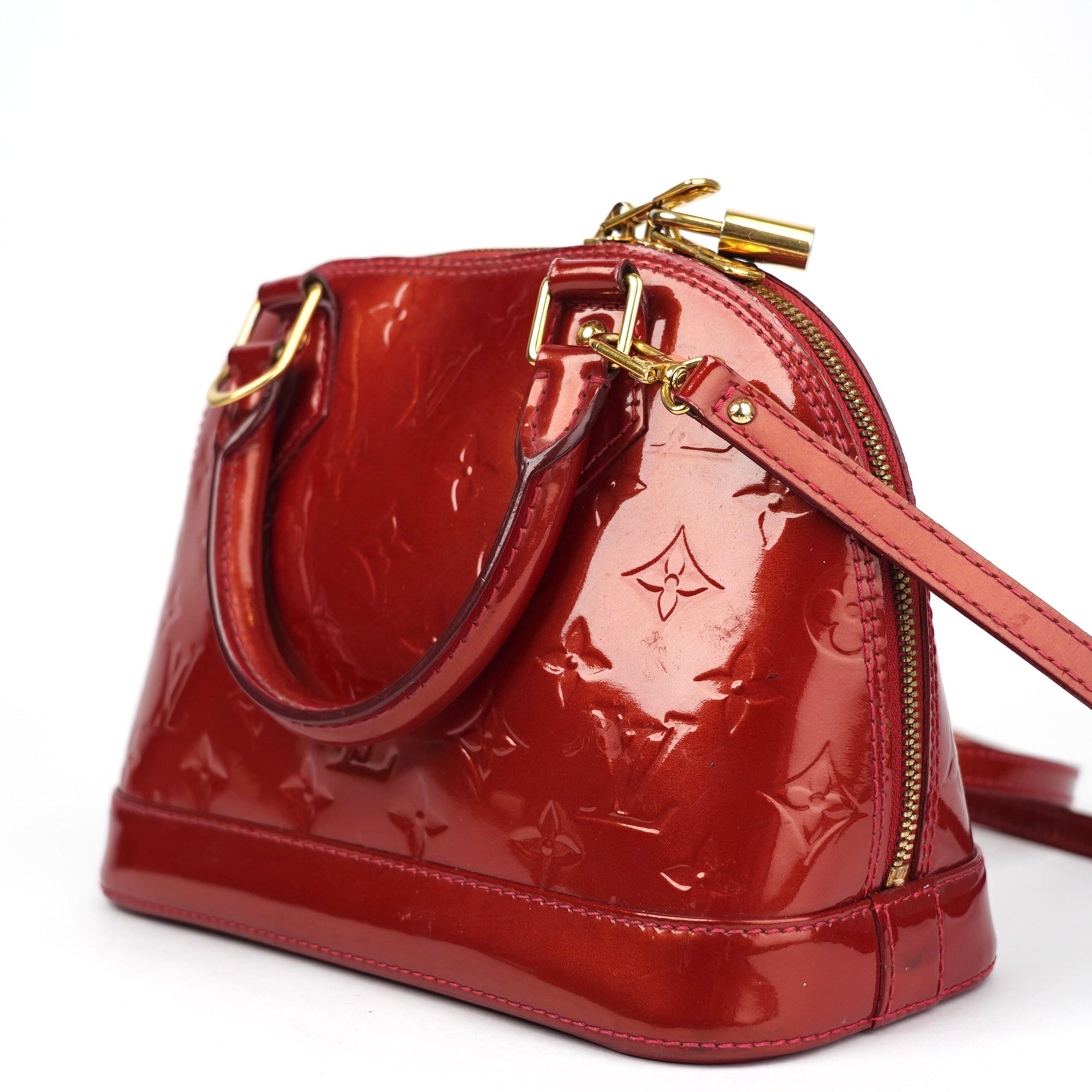 J1383 Louis Vuitton Vernis Alma BB Cherry- Pre Owned