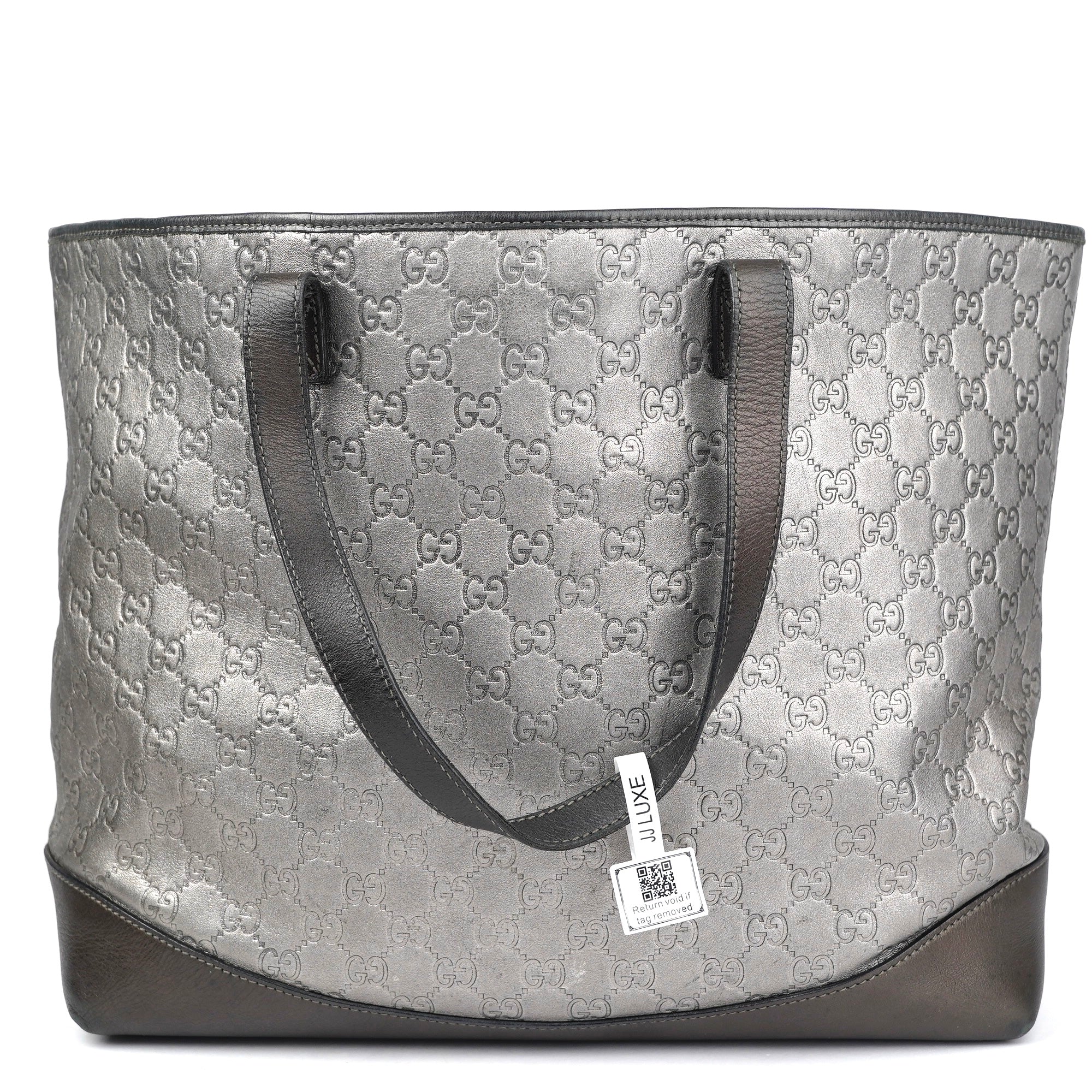 OJ1374 Gucci Pewter Guccissima Leather Large Tote Bag- Pre Owned