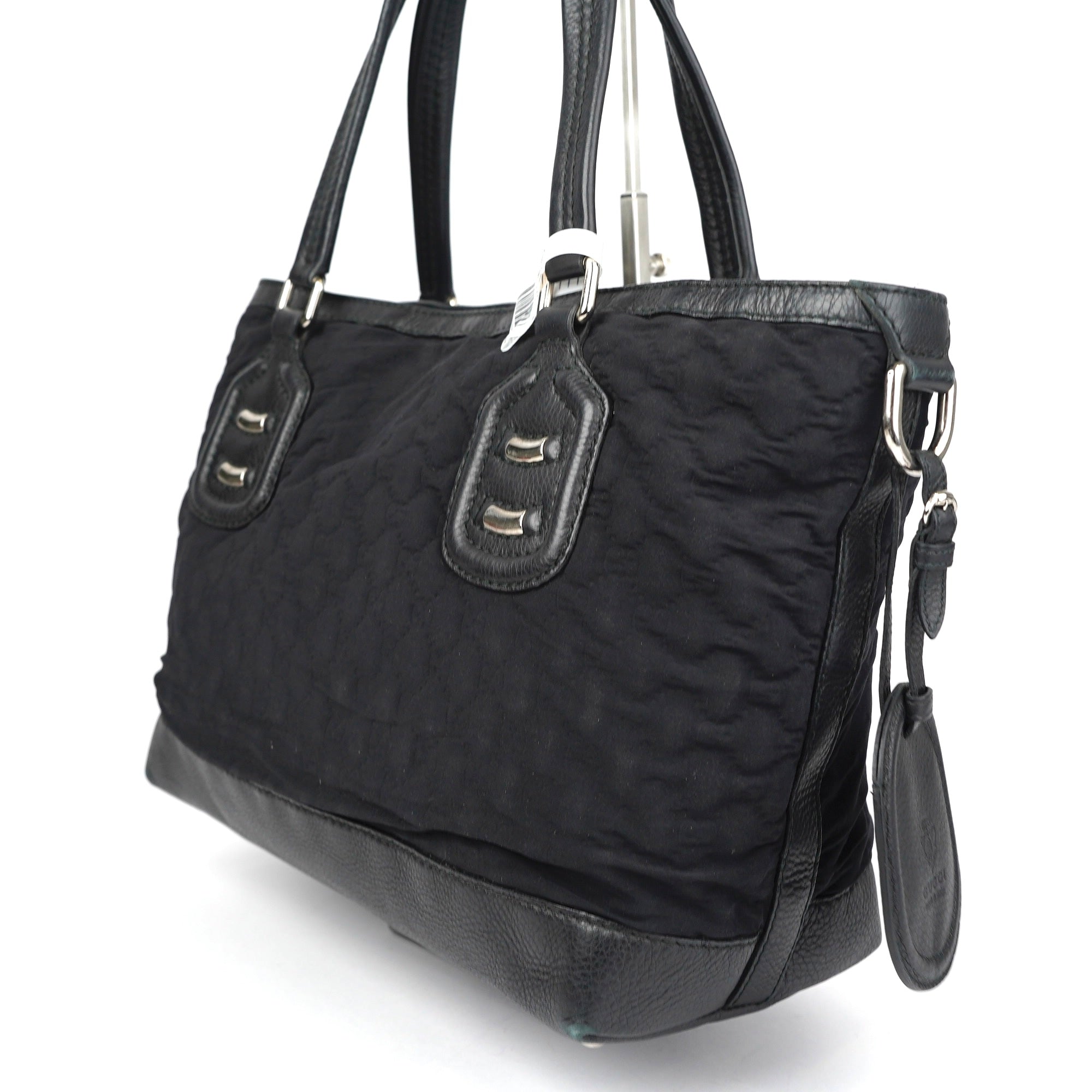 J1385 Gucci Black GG Neoprene Tote Leather Polyester- Pre Owned