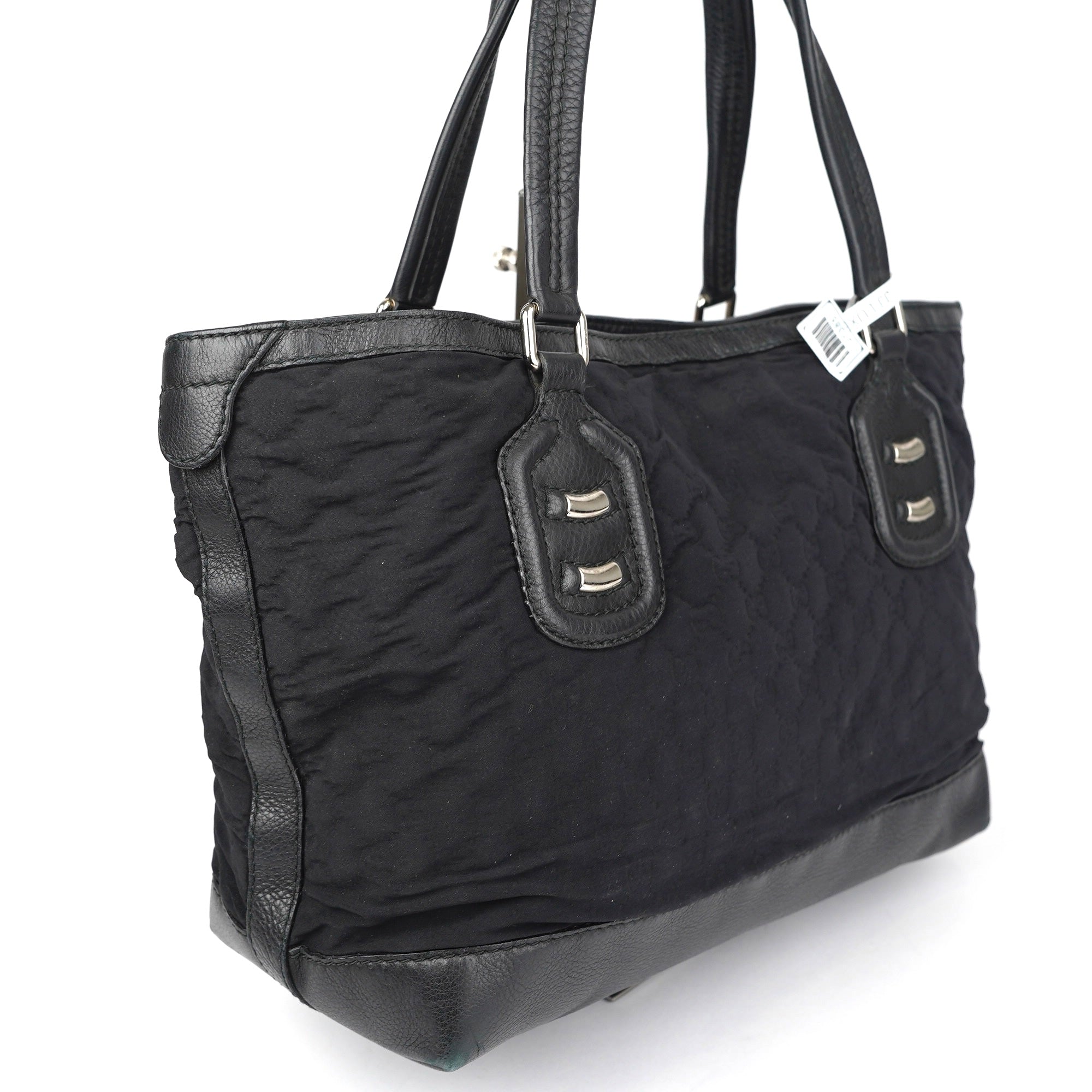 J1385 Gucci Black GG Neoprene Tote Leather Polyester- Pre Owned