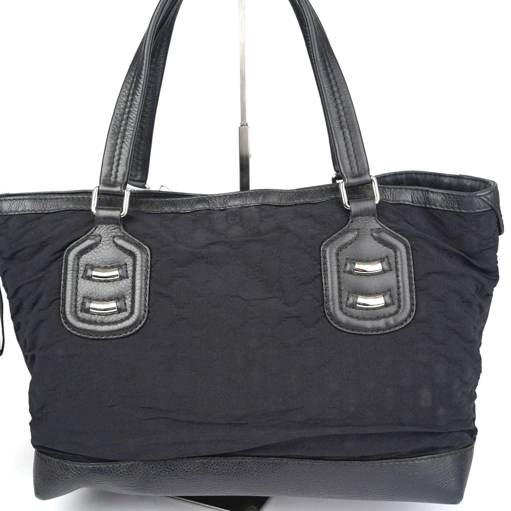 J1385 Gucci Black GG Neoprene Tote Leather Polyester- Pre Owned