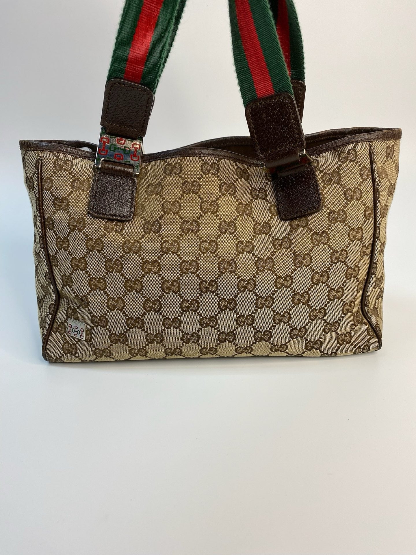 J1117 Gucci Tote Bag Sherry Line Canvas Tote Bag | Pre-Owned Excellent Canvas Sherry Line