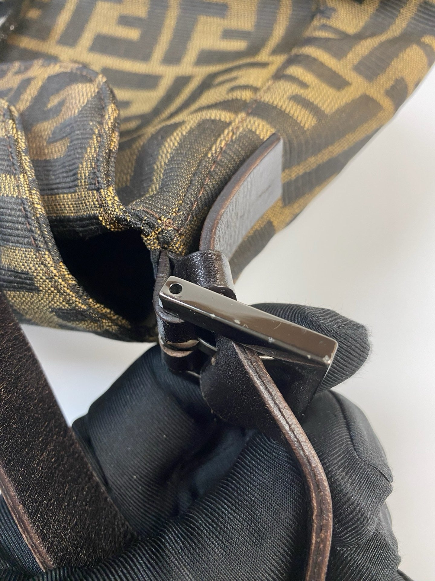 J2967 Fendi Shoulder Bag Zucca Canvas Double Flap Mamma Shoulder Bag | Pre-Owned Brown Zucca Canvas