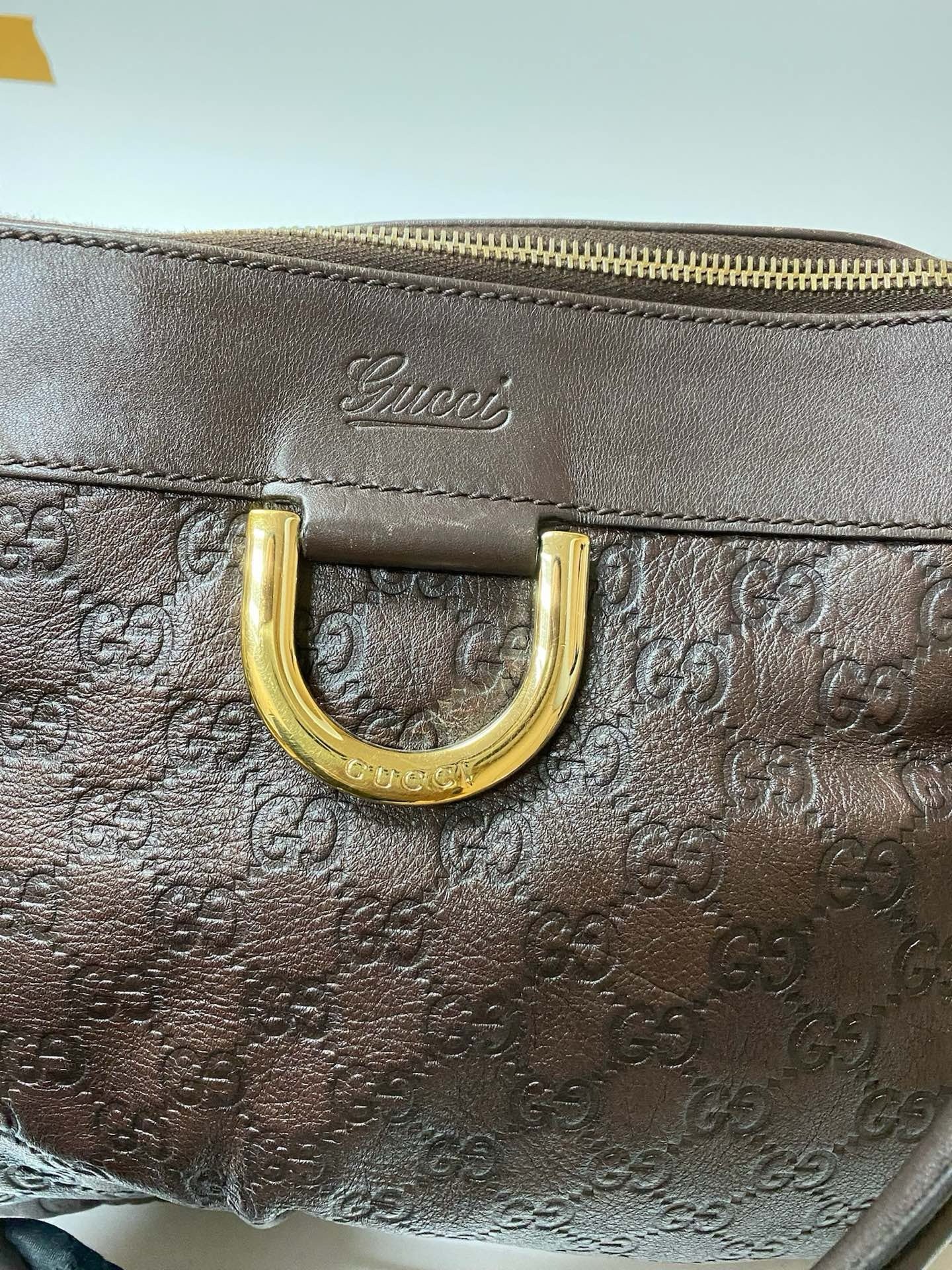 J2884 Gucci Tote Bag Brown Guccissima leather D Ring Tote | Pre-Owned rown Leather/Guccissima